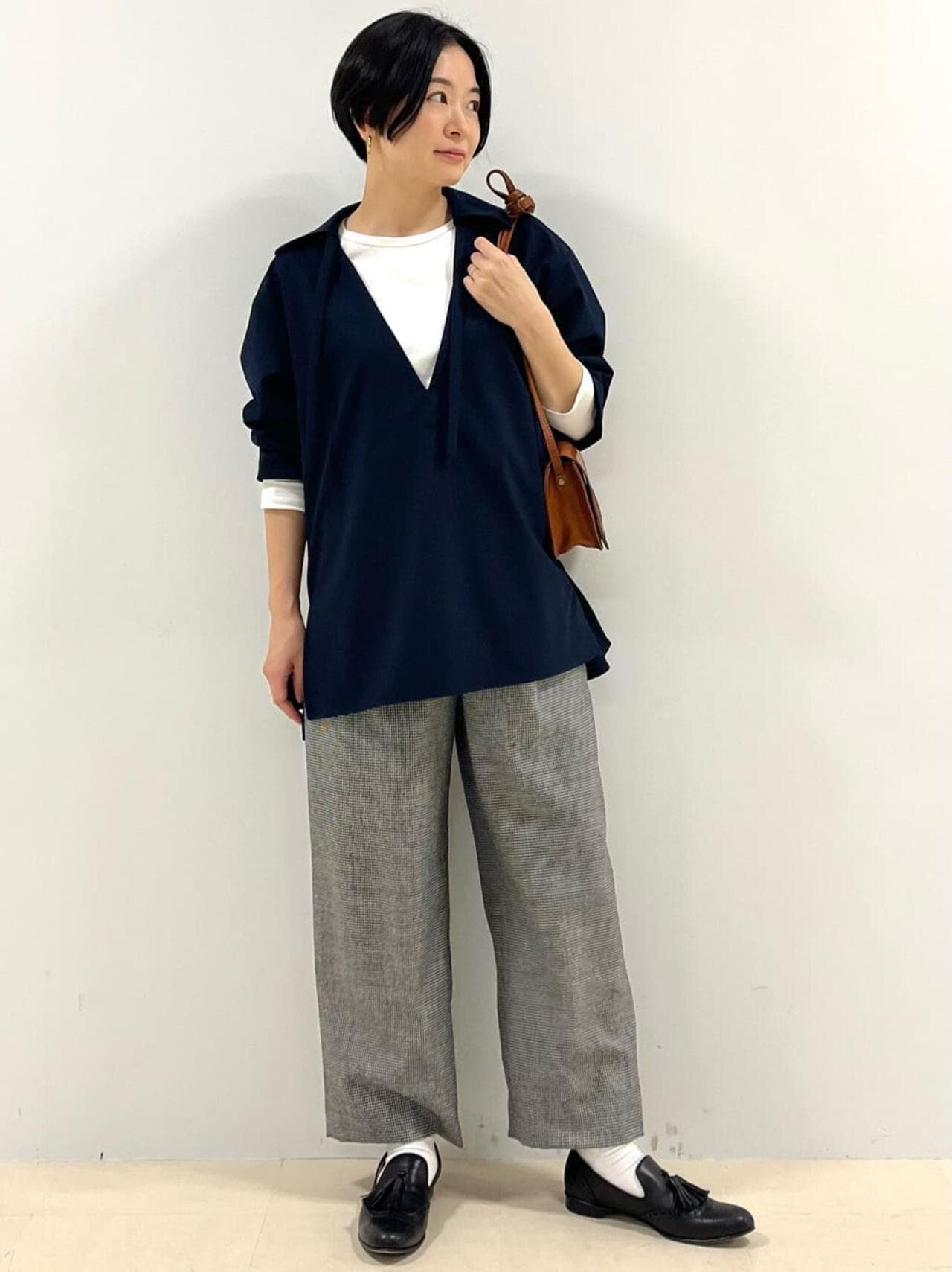 千鳥チェックセミワイドパンツ（オフィシャルサイト限定”丈長めあり”）