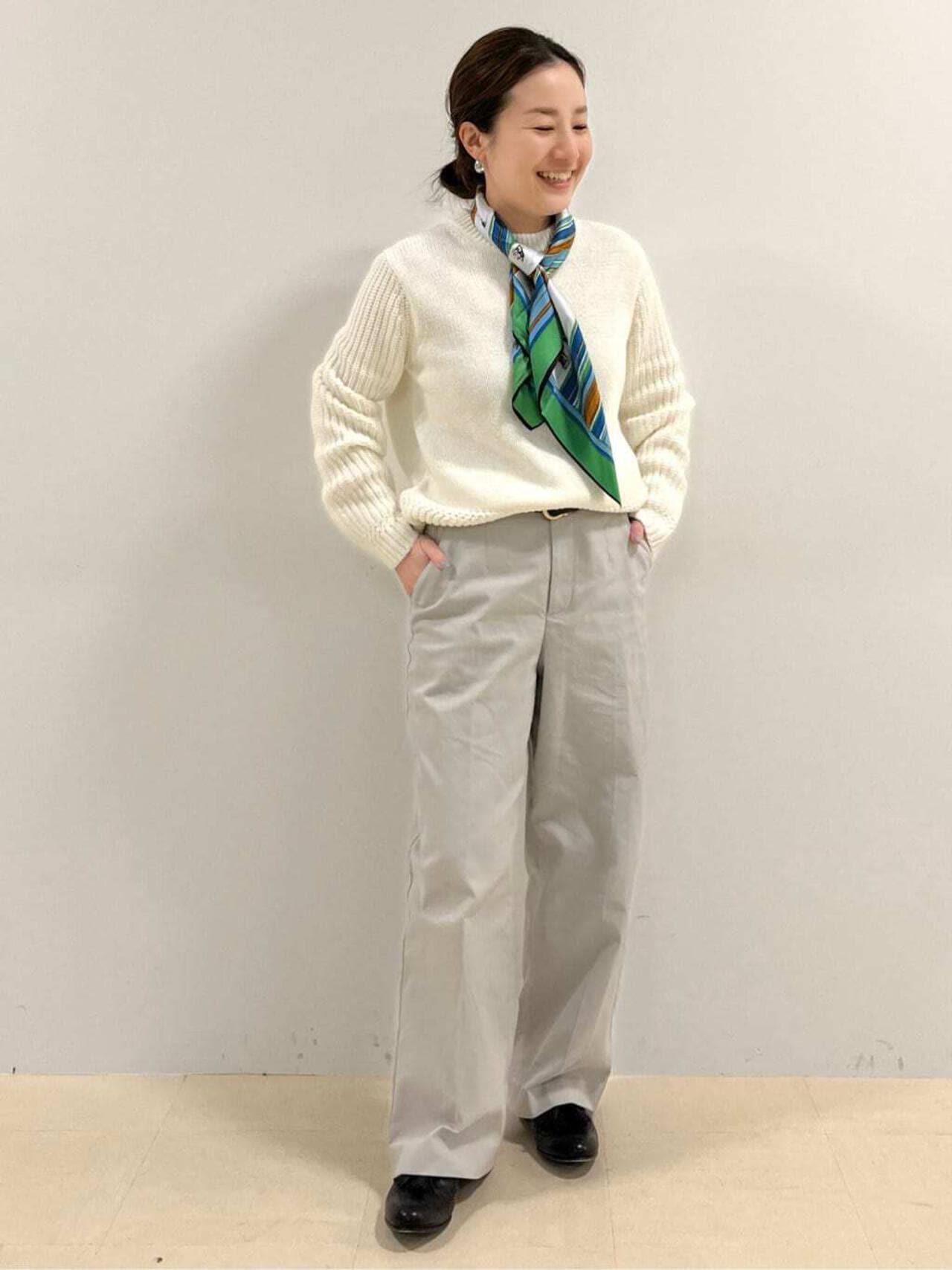 コットンストレッチセミワイドパンツ