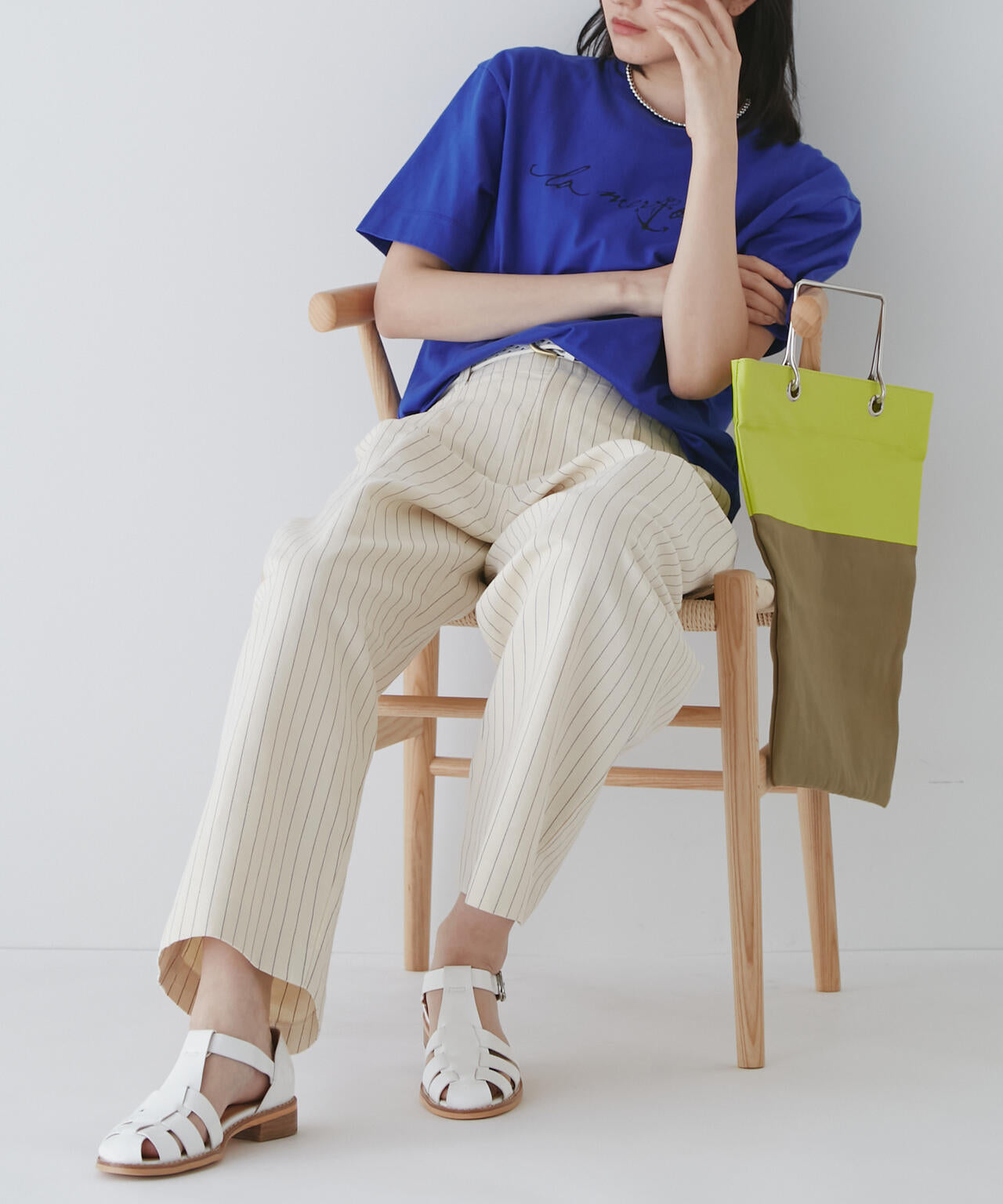 綿麻ストライプパンツ | human woman（ヒューマンウーマン） ｜【公式