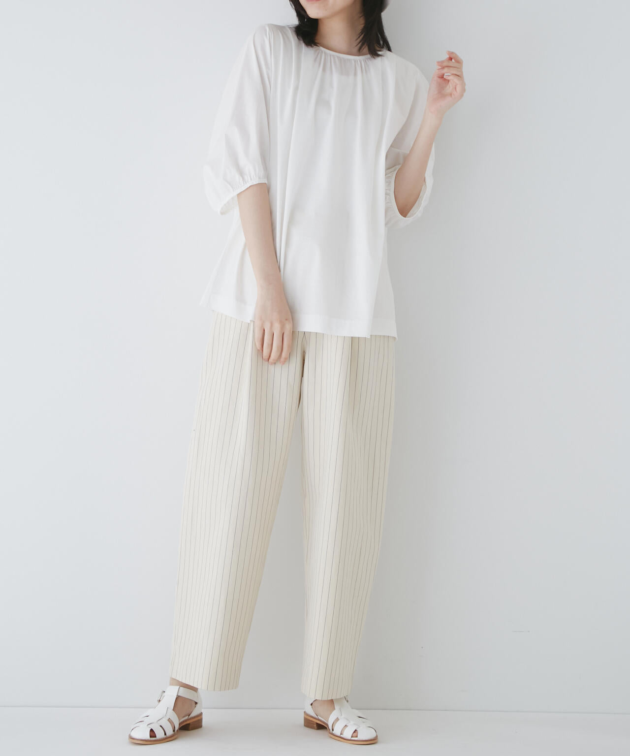 綿麻ストライプパンツ