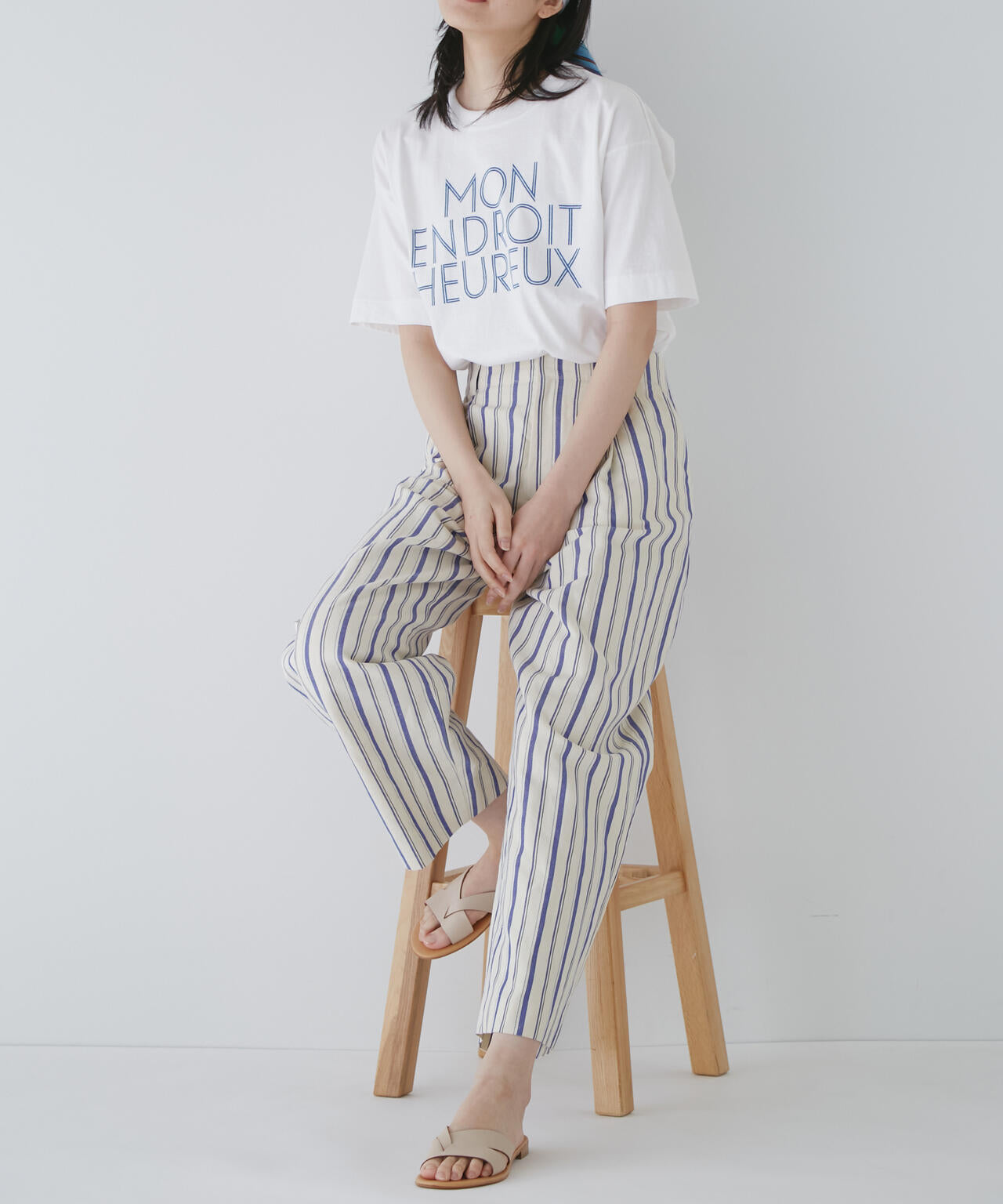 綿麻ストライプパンツ