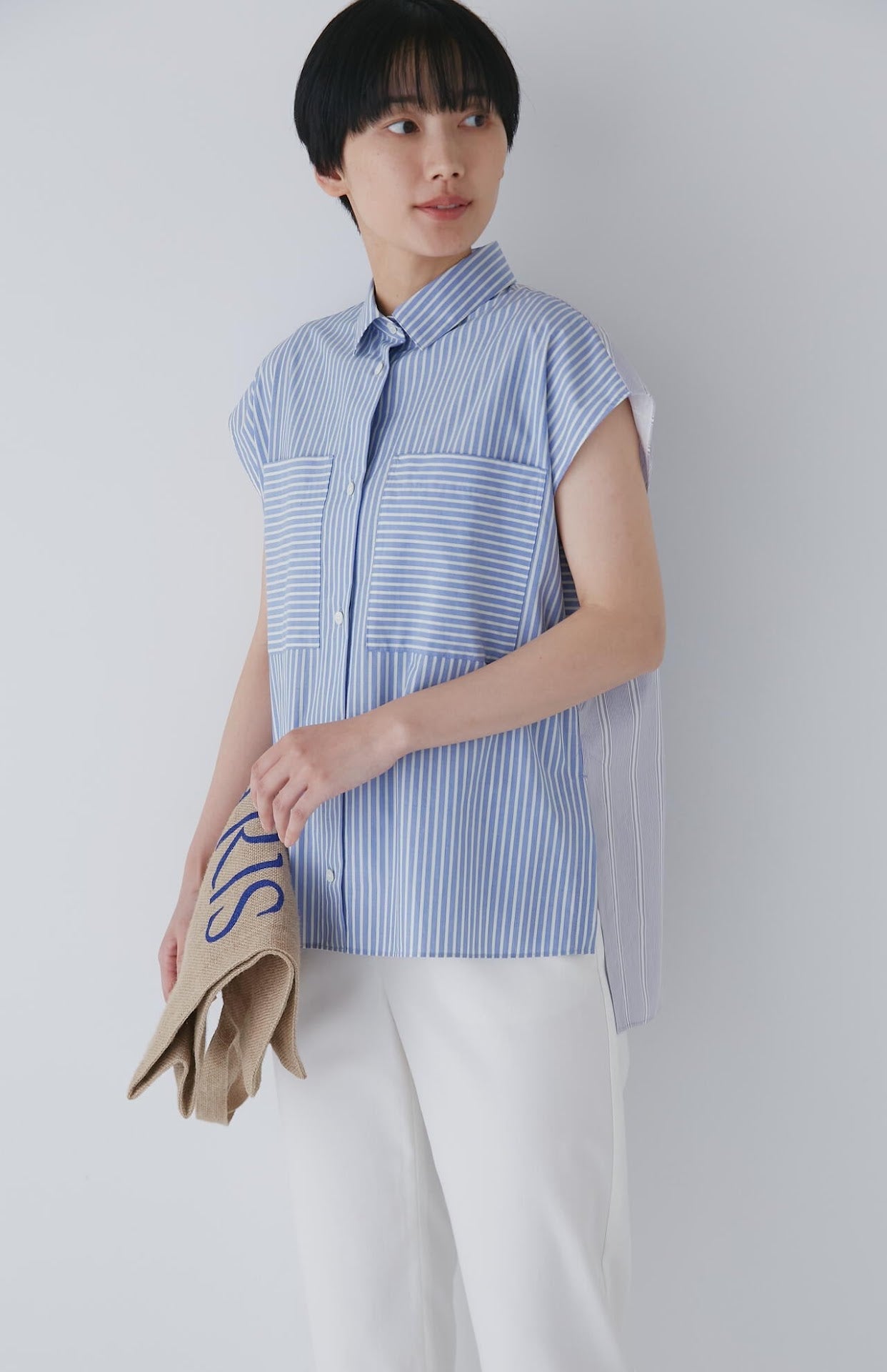 バイカラーストライプブラウス | human woman（ヒューマンウーマン