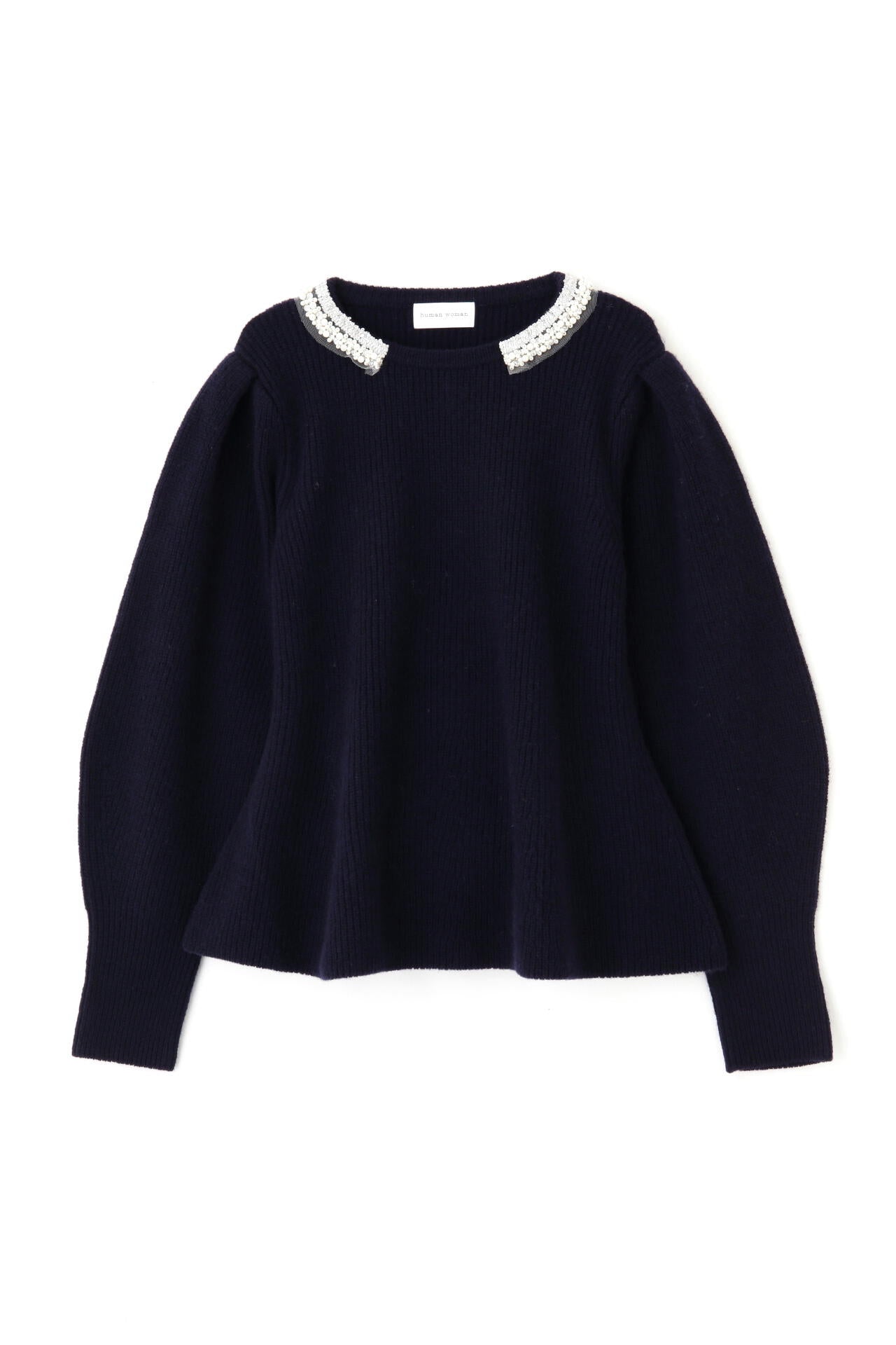 ビジュー付きペプラムニット | human woman（ヒューマンウーマン