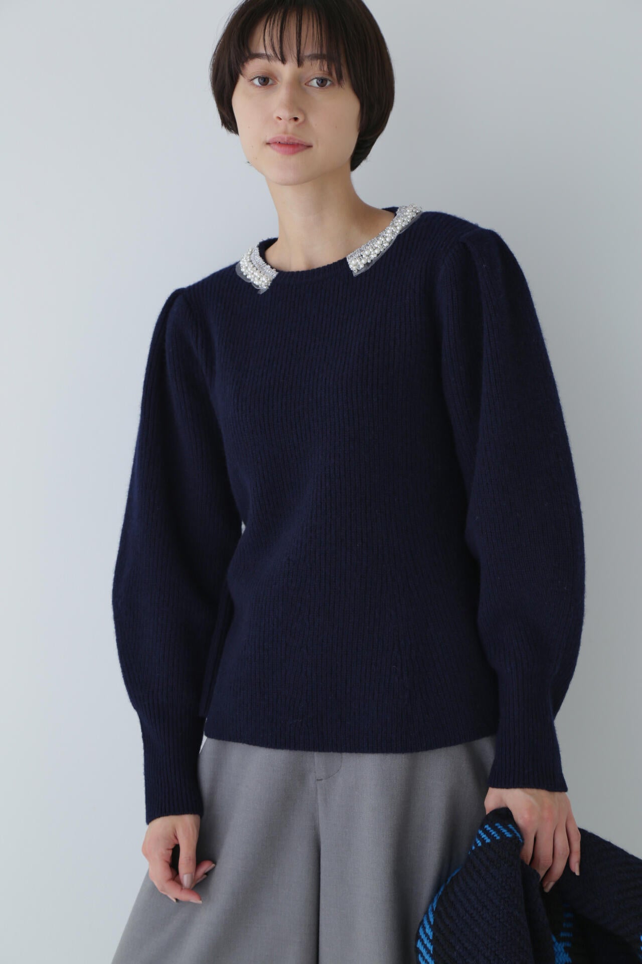 ヒューマンウーマン（HUMAN WOMAN）/◆ビジュー付きペプラムニット ビジュー付きペプラムニット | human woman（ヒューマンウーマン