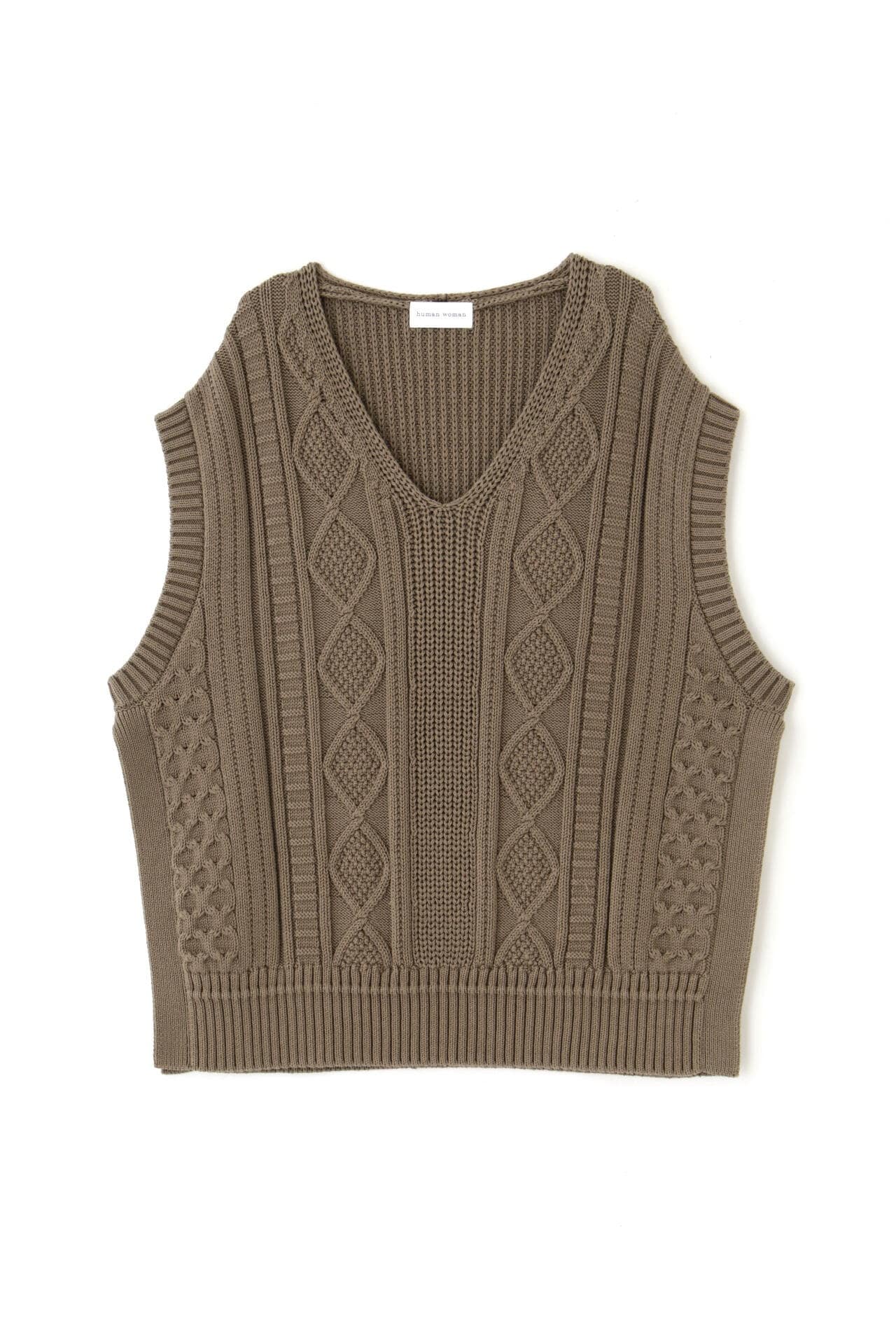 未使用タグ付き✨ モラビトブラン ニットベスト ケーブル編み 上品 近年モデル ケーブル編みニットベスト | human woman（ヒューマンウーマン