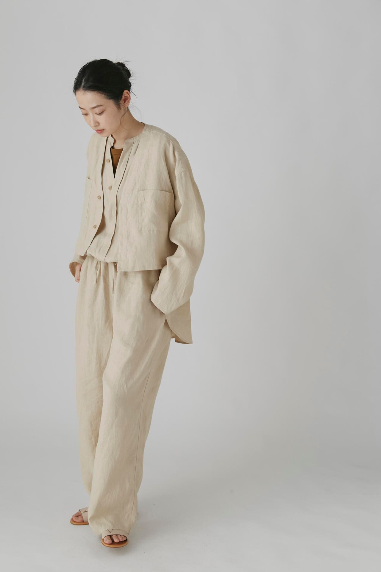 Gg】香菜子×hwコラボ 40/ヘンプキャンブリック シャツジャケット L