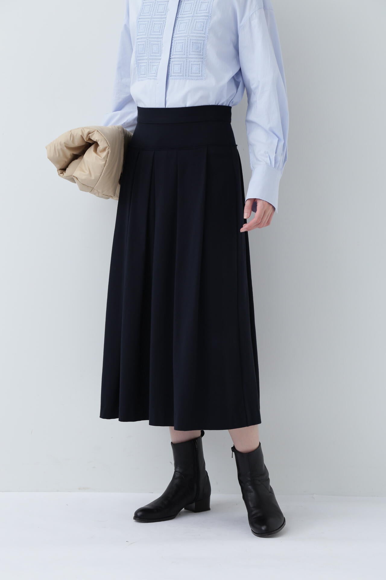 T/Cプレーティングタックスカート | human woman（ヒューマンウーマン