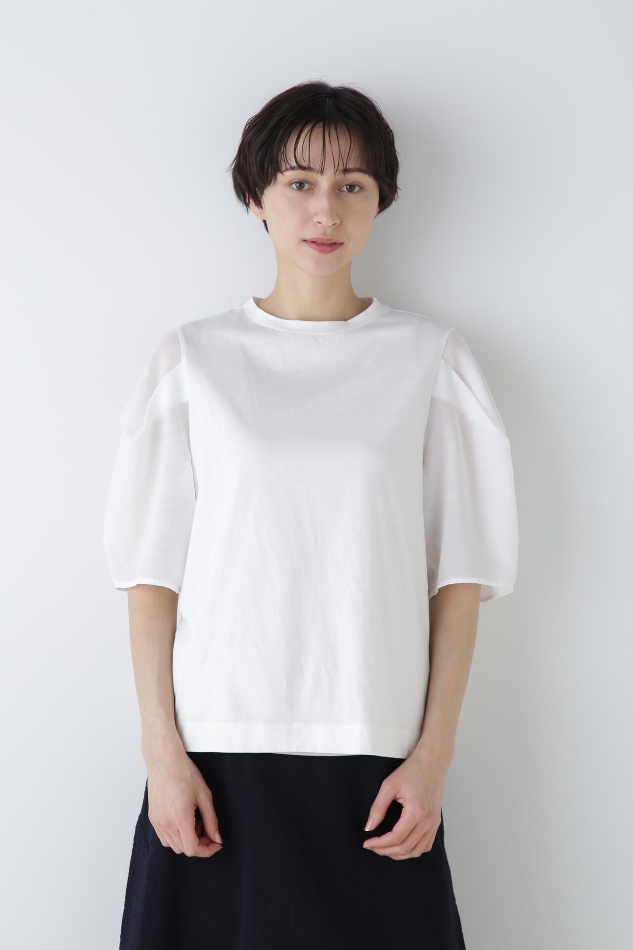 袖布帛ドッキングプルオーバー | human woman（ヒューマン