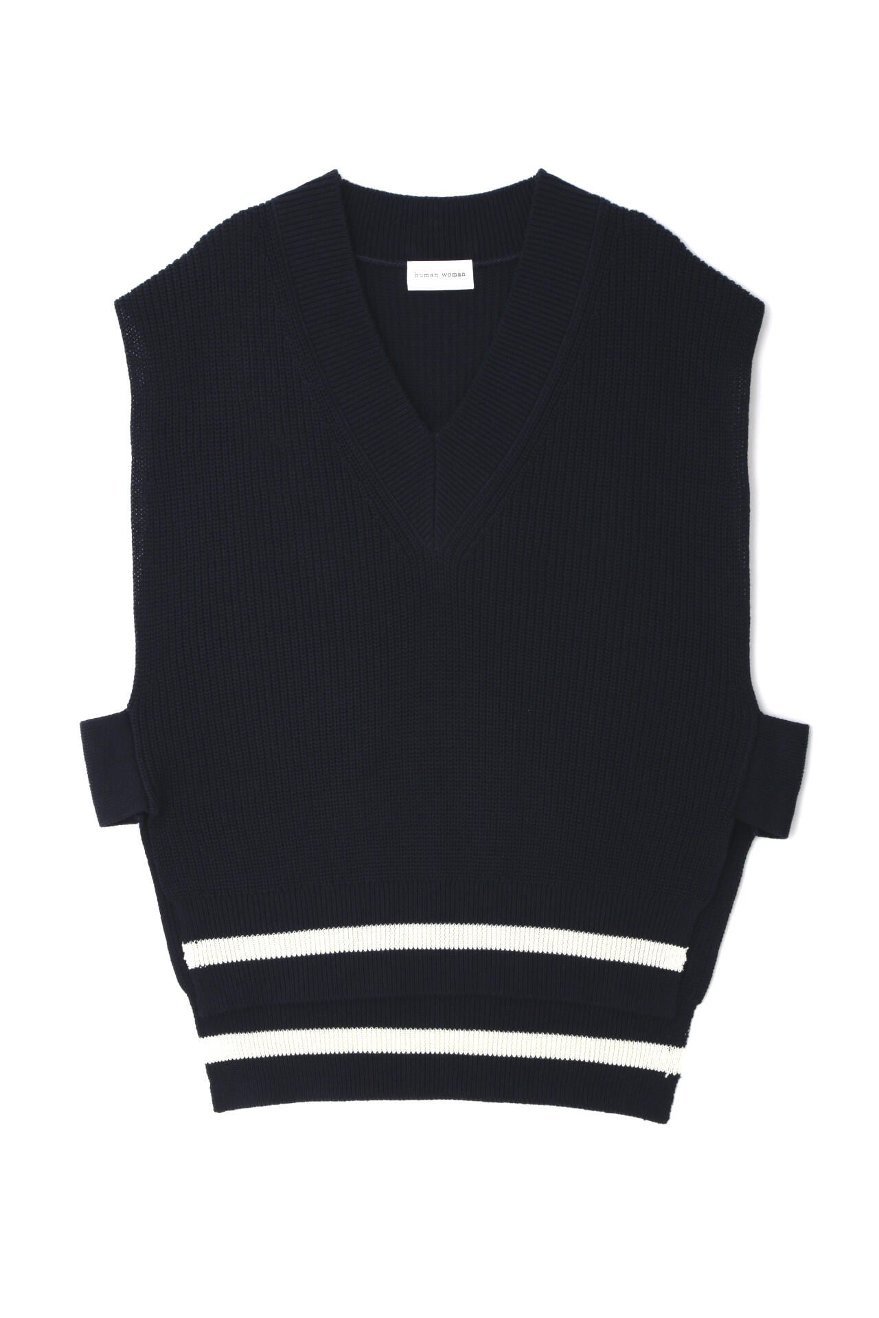 ライン入りコットン片畦ニットベスト | human woman（ヒューマン
