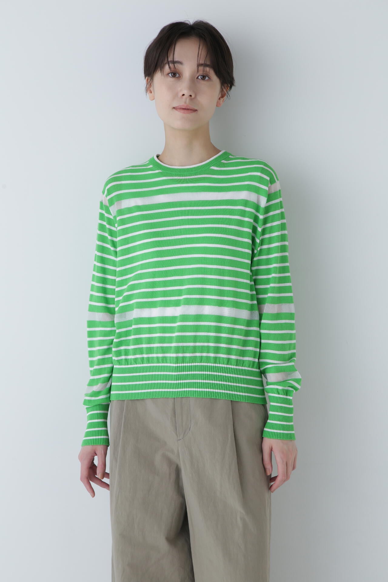 HUMAN WOMAN ボーダーニット☆ ウォッシャブル】ビジューボーダーニット | human woman