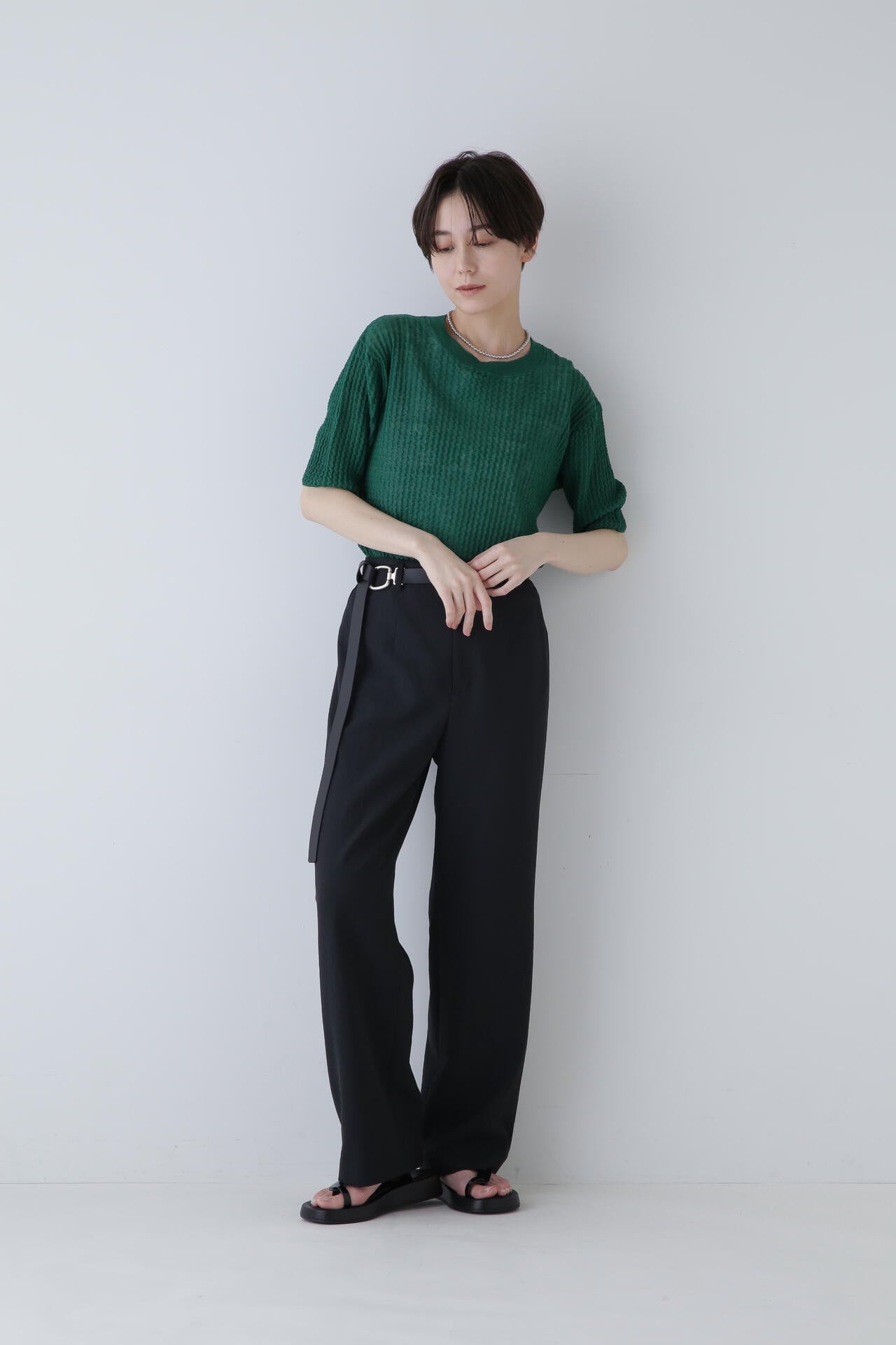 ヒューマンウーマン（human woman）/◆ウエーブニットＴシャツ ウエーブニットTシャツ | human woman（ヒューマンウーマン