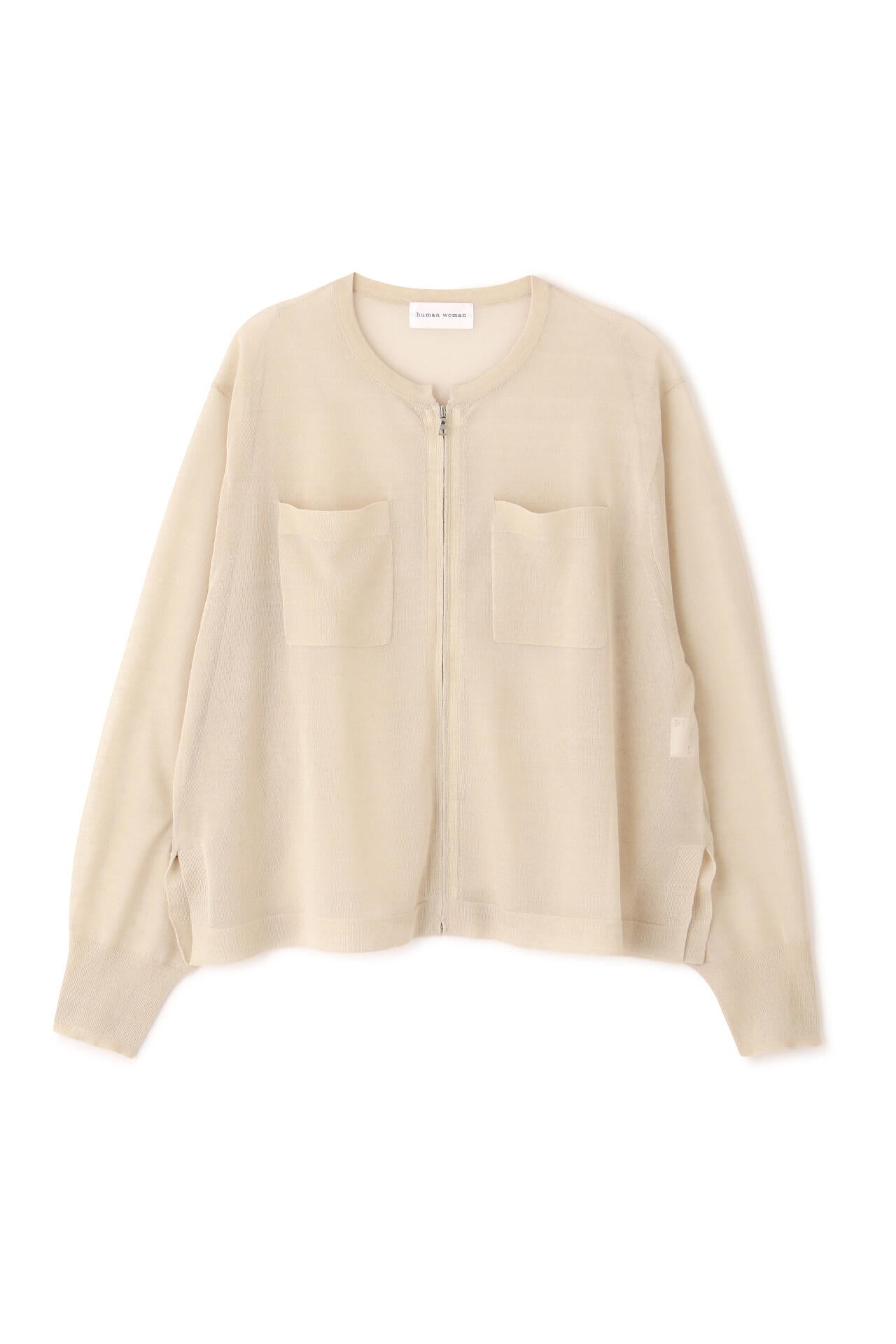 シアーハイゲージニットジップアップカーディガン | human woman