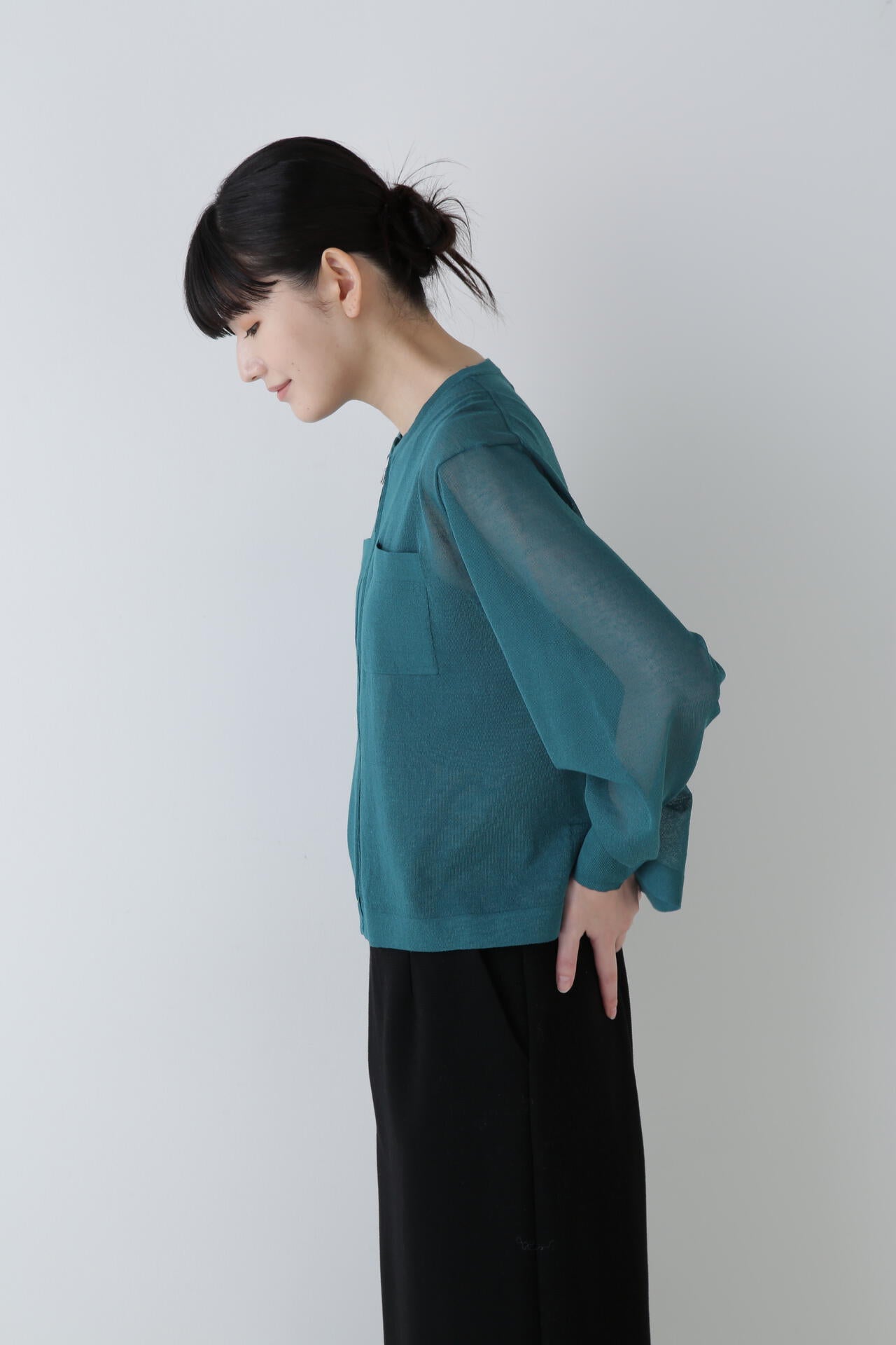 シアーハイゲージニットジップアップカーディガン | human woman