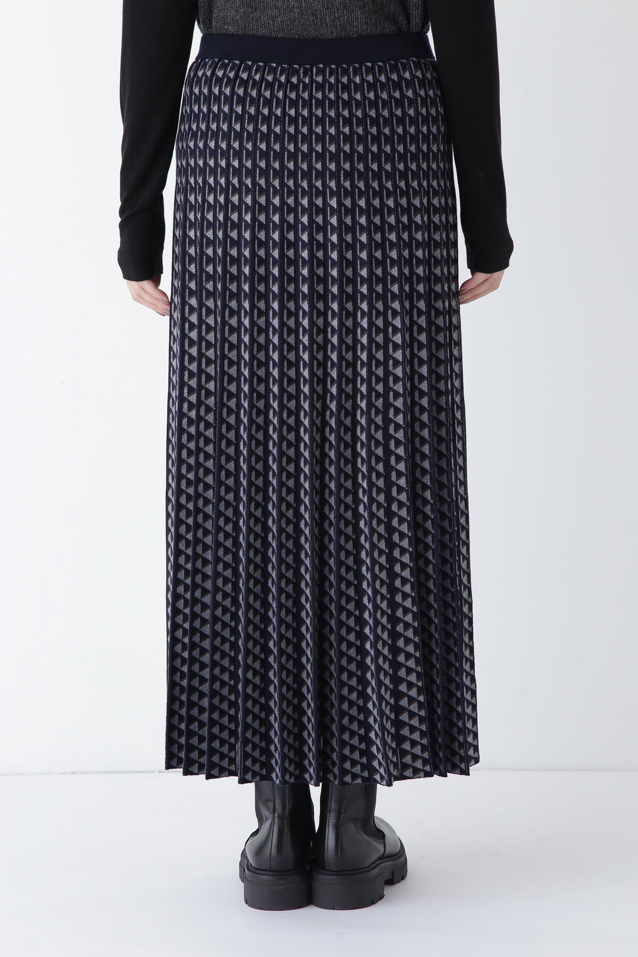 ヒューマンウーマン（human woman）/◆幾何柄ジャガードプリーツスカート 幾何柄ジャガードプリーツスカート | human woman（ヒューマンウーマン