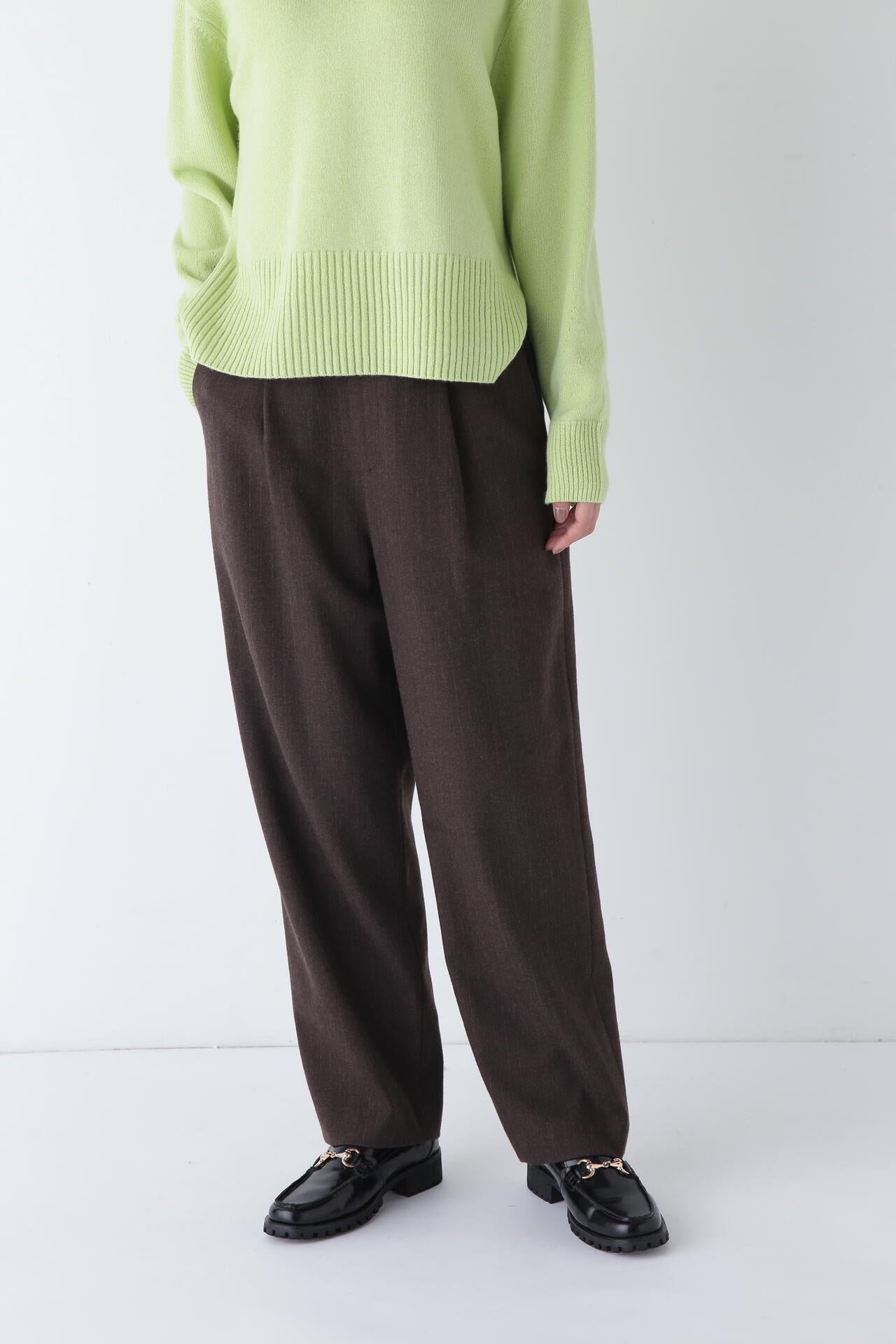 ヒューマンウーマン（human woman）/◆ウールフラノワイドテーパードパンツ WEB限定サイズ】ウールフラノワイドテーパードパンツ | human woman