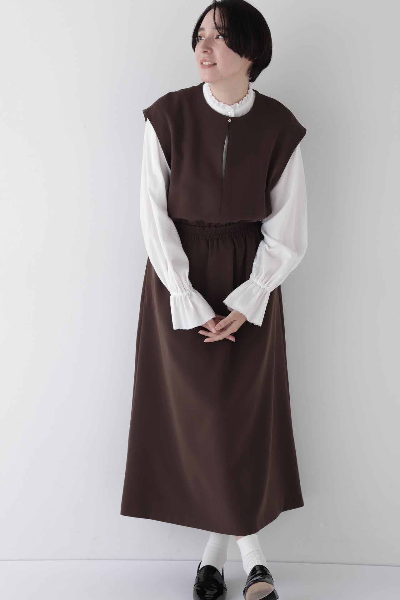 WEB限定サイズ】【kazumiコラボ】ダブルクロスノースリーブワンピース