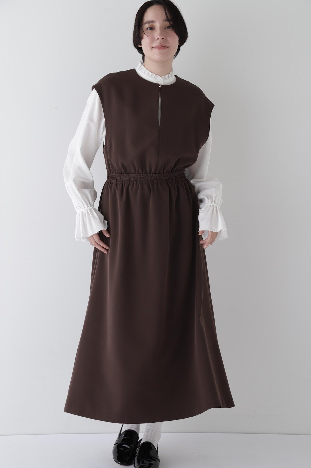 WEB限定サイズ】【kazumiコラボ】ダブルクロスノースリーブワンピース