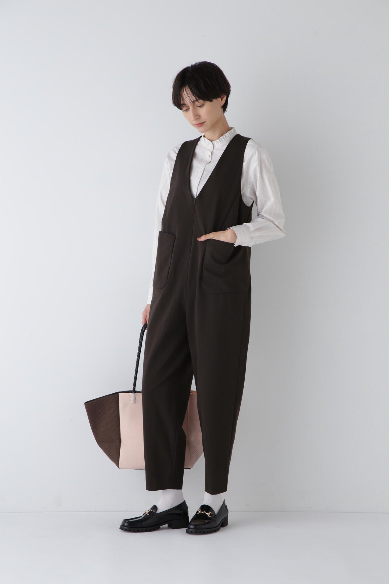 極美品 FRANK&EILEEN オールインワン S リネンミックス ストレッチ 撥水アップルレザー】ストレッチブーツ （ブラック アップル