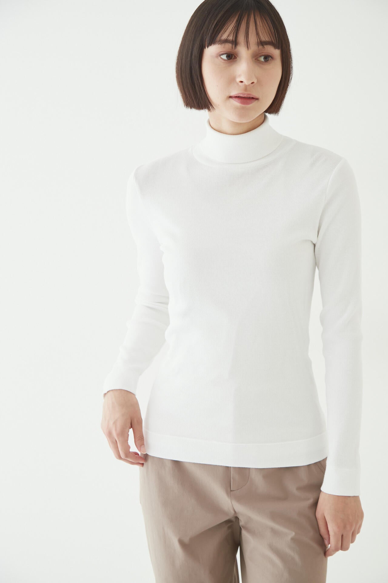 ヒューマンウーマン（human woman）/◆オーガニック丸胴タートルカットソー オーガニック丸胴タートルカットソー | human woman（ヒューマン