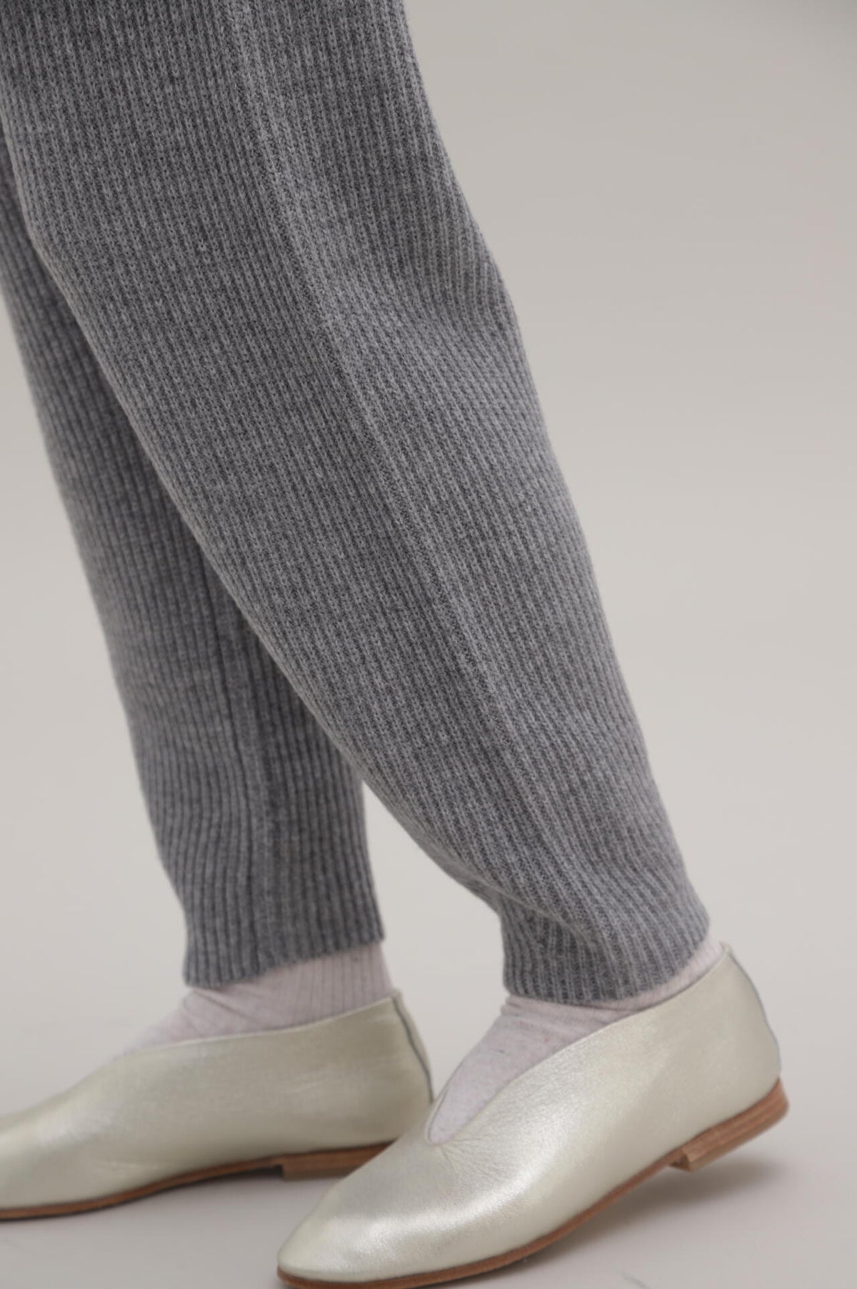ウールカシミヤ片畦ニットパンツ