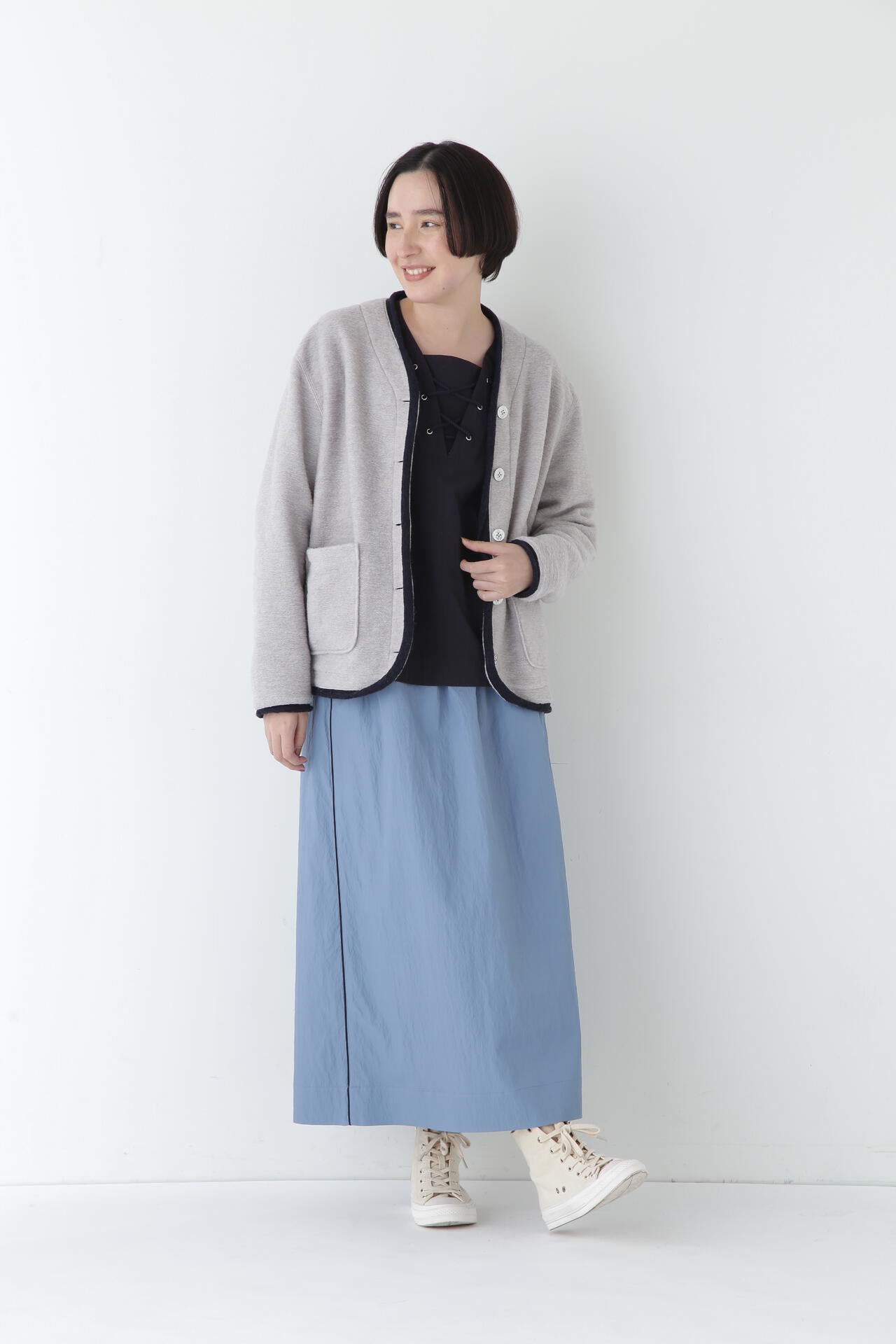 マットツイル脇配色ラインスカート | human woman（ヒューマンウーマン