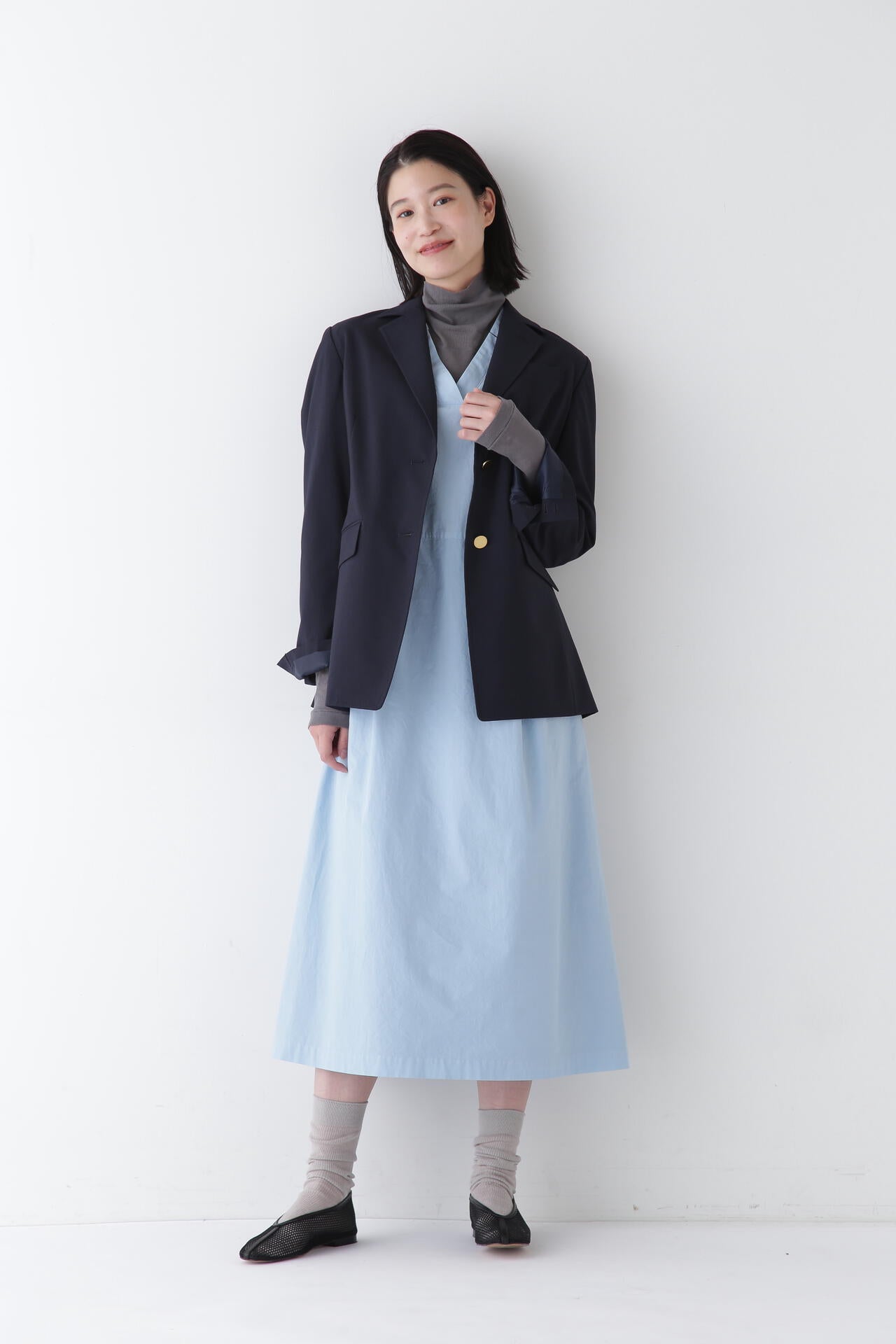 ヒューマンウーマン（human woman）/◆製品染め刻み衿ワンピース 製品染め刻み衿ワンピース | human woman（ヒューマンウーマン