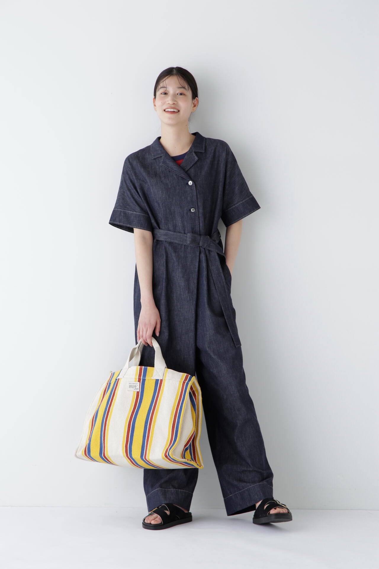 未使用 human woman / 2way綿麻反応染めライトデニムワンピース 未使用 human woman / 2way綿麻反応染めライトデニムワンピース