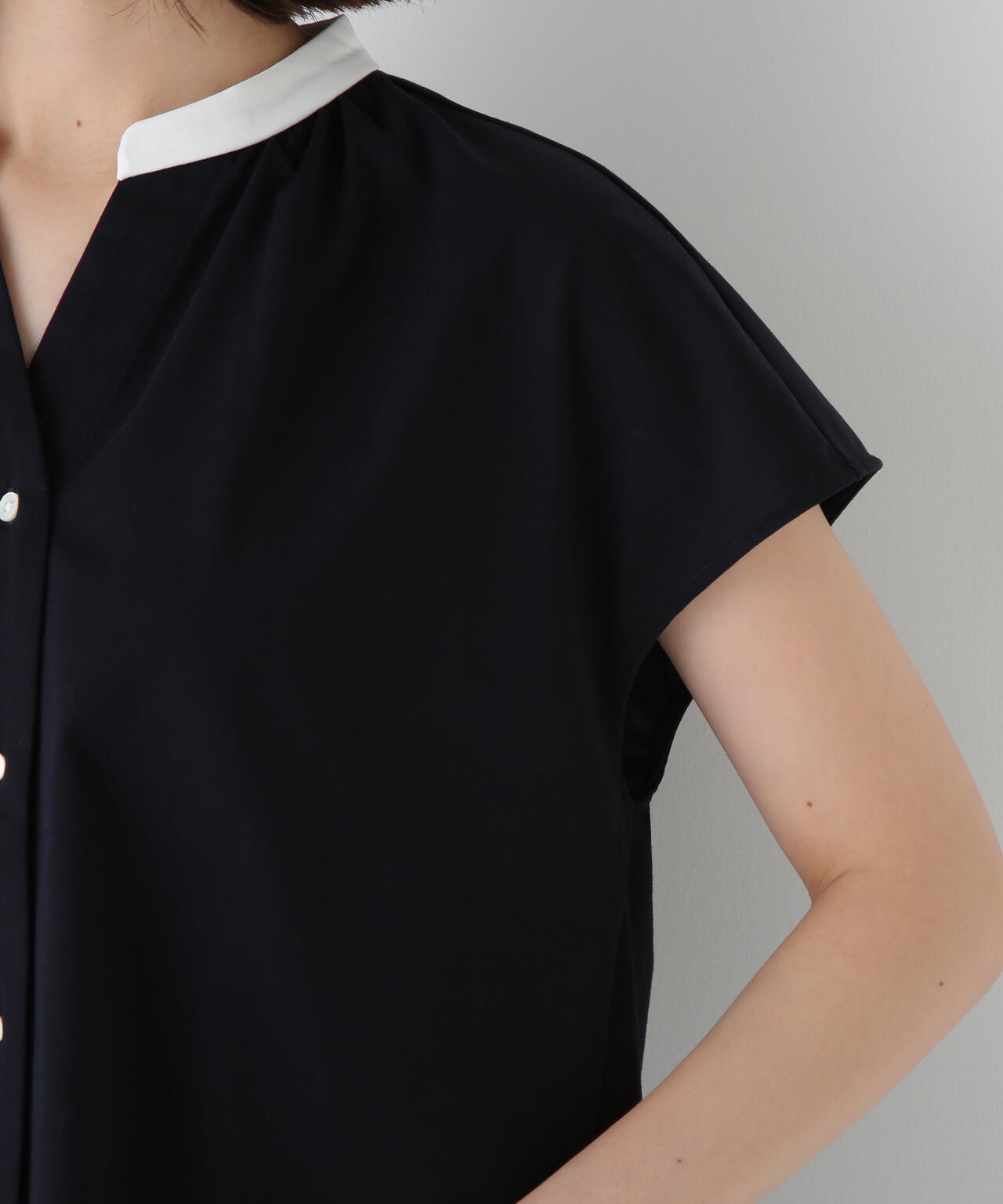 フレンチスリーブカットソークレリックブラウス