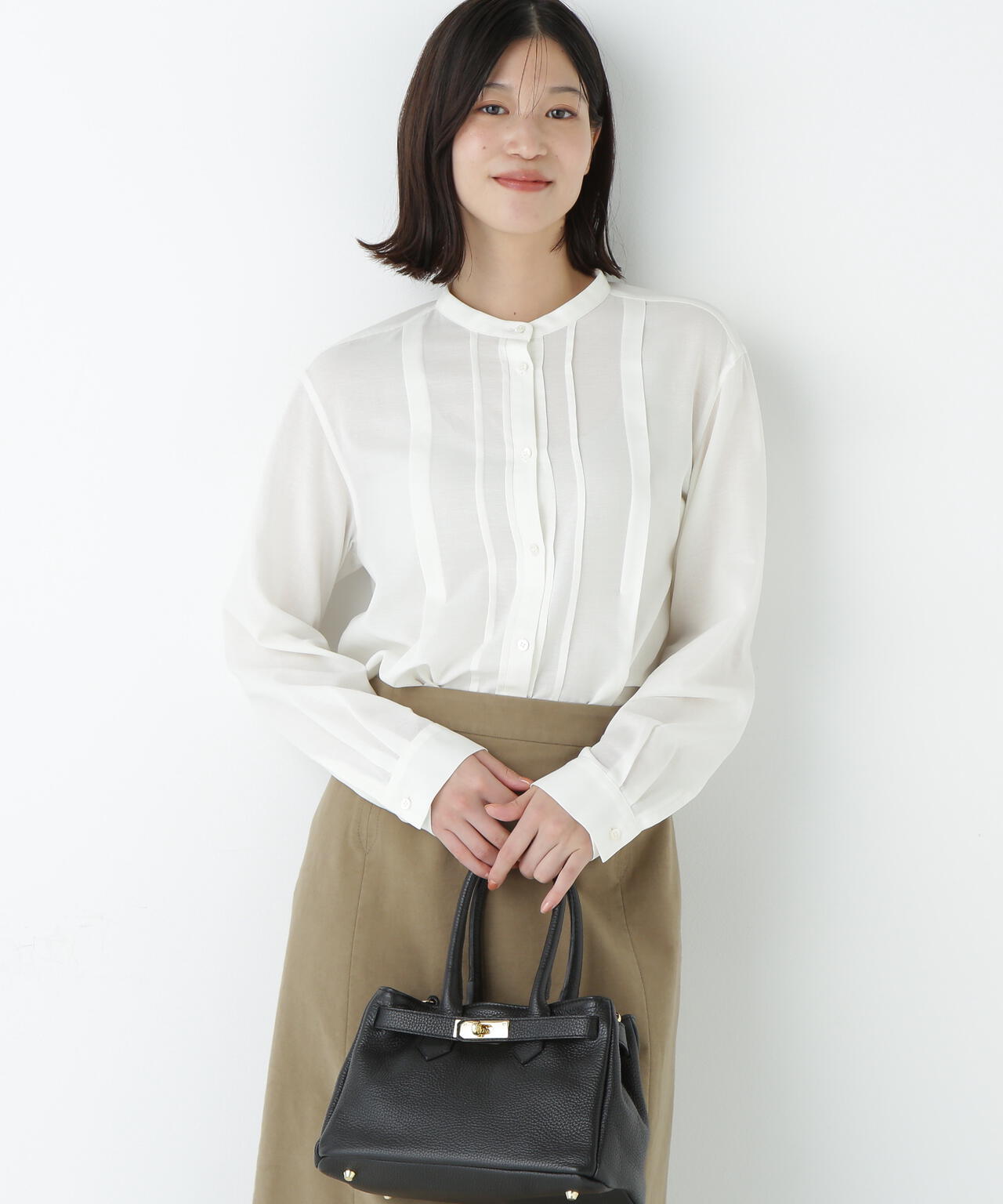 コットンジョーゼットボイルバンドシャツブラウス | human woman
