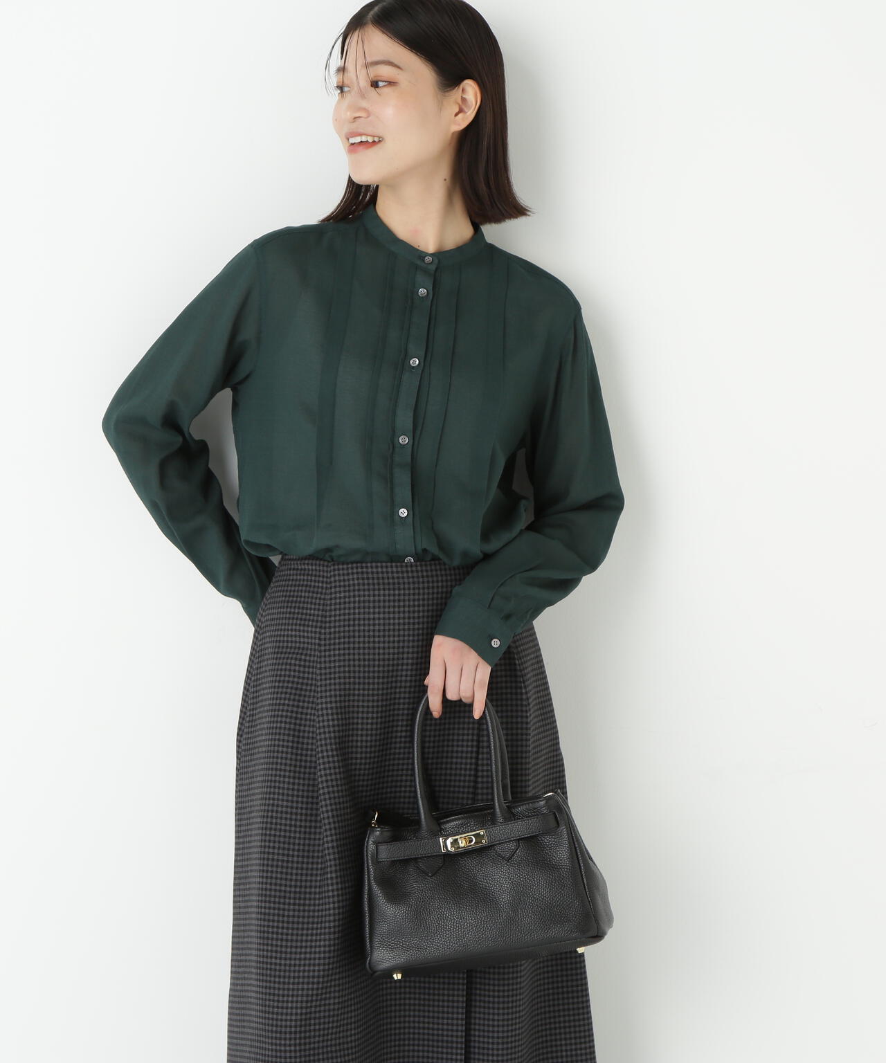 コットンジョーゼットボイルバンドシャツブラウス