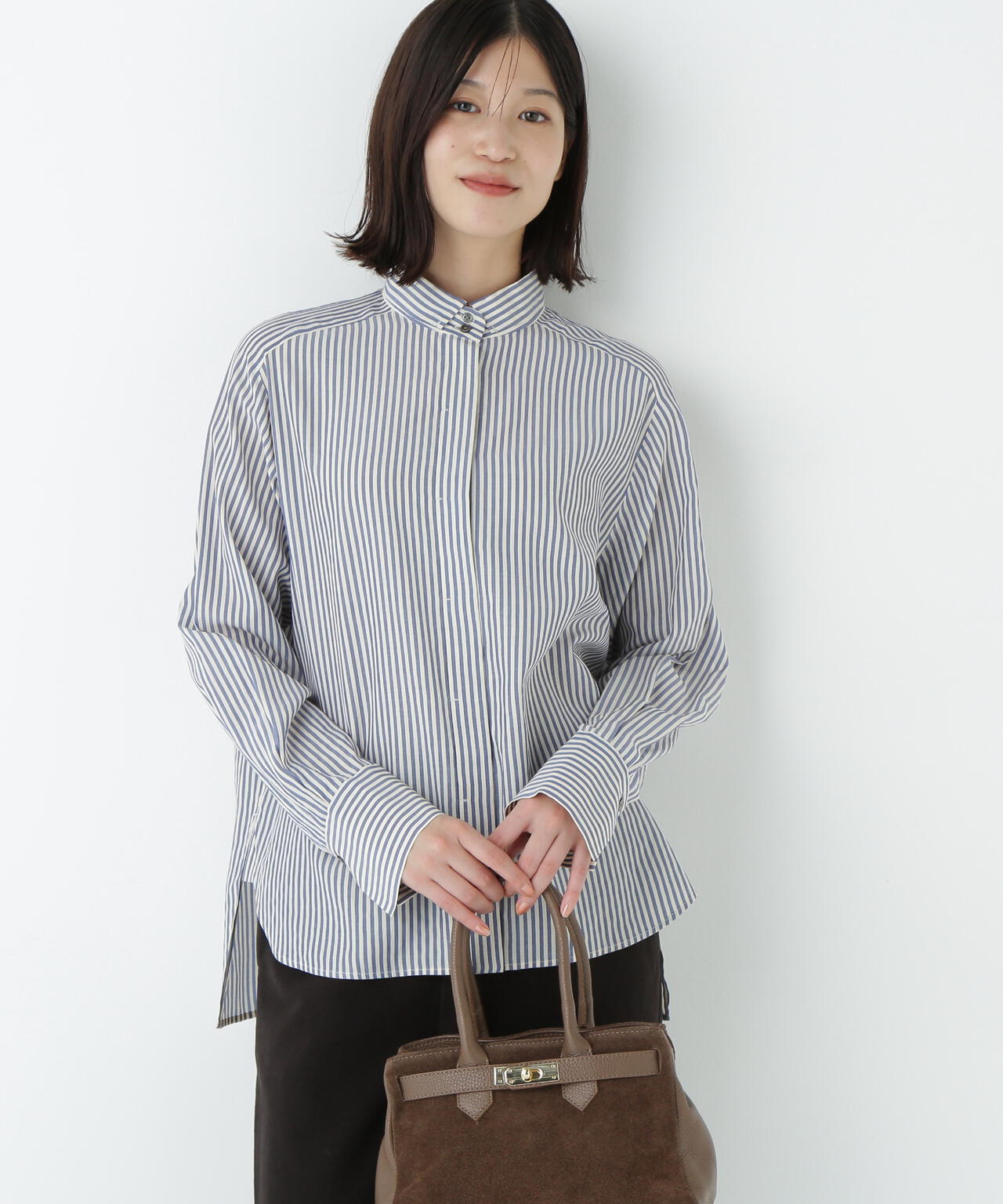 ストライプローンハイネックシャツ | human woman（ヒューマンウーマン