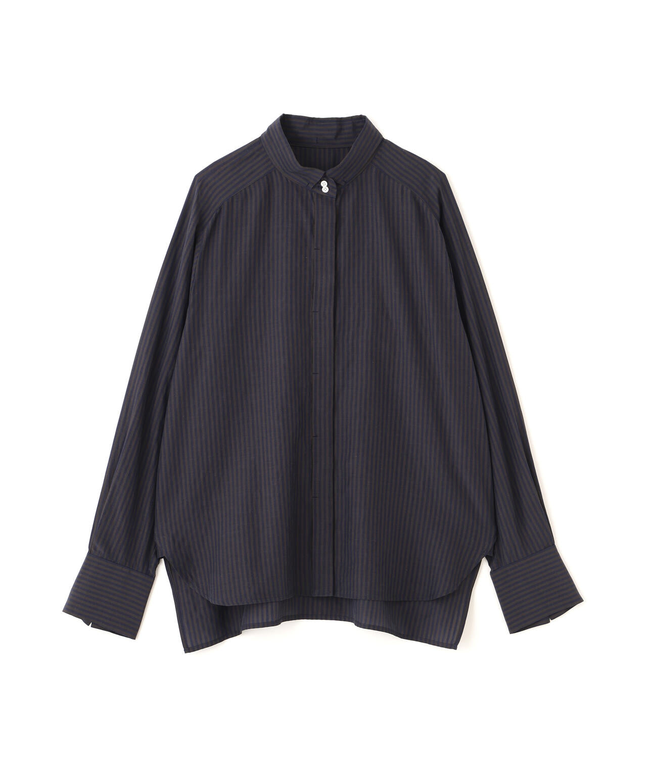 ストライプローンハイネックシャツ