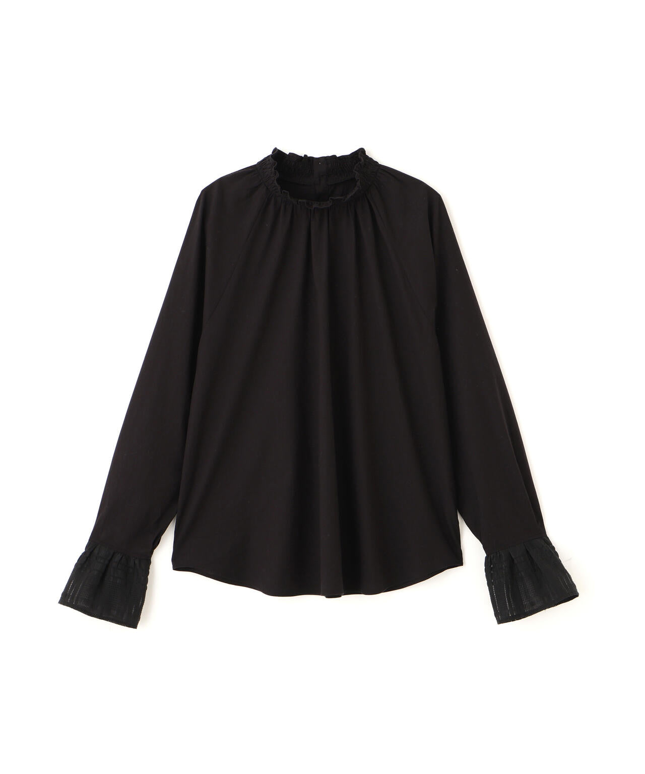 袖チェックジャガードブラウス