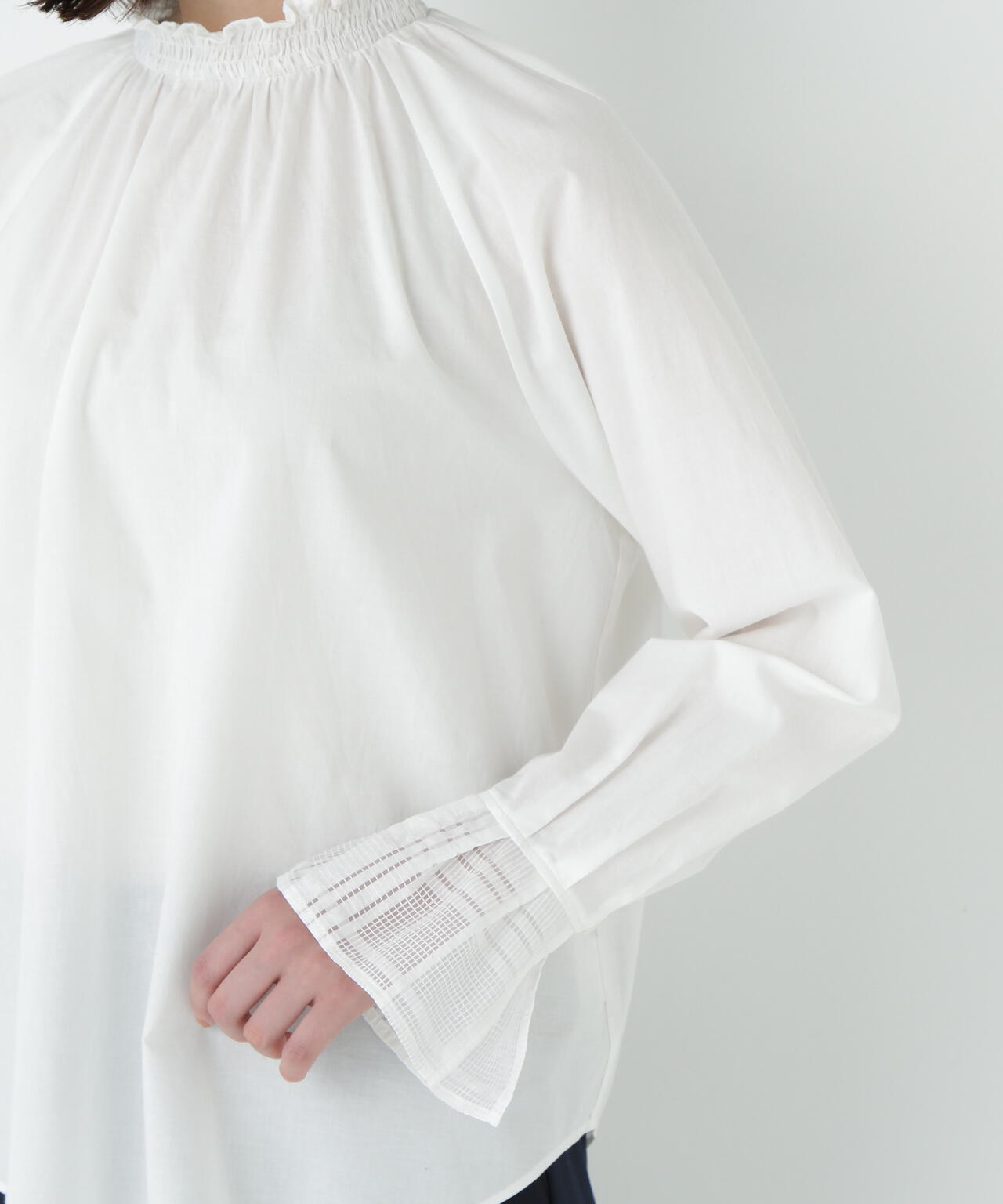 袖チェックジャガードブラウス | human woman（ヒューマンウーマン