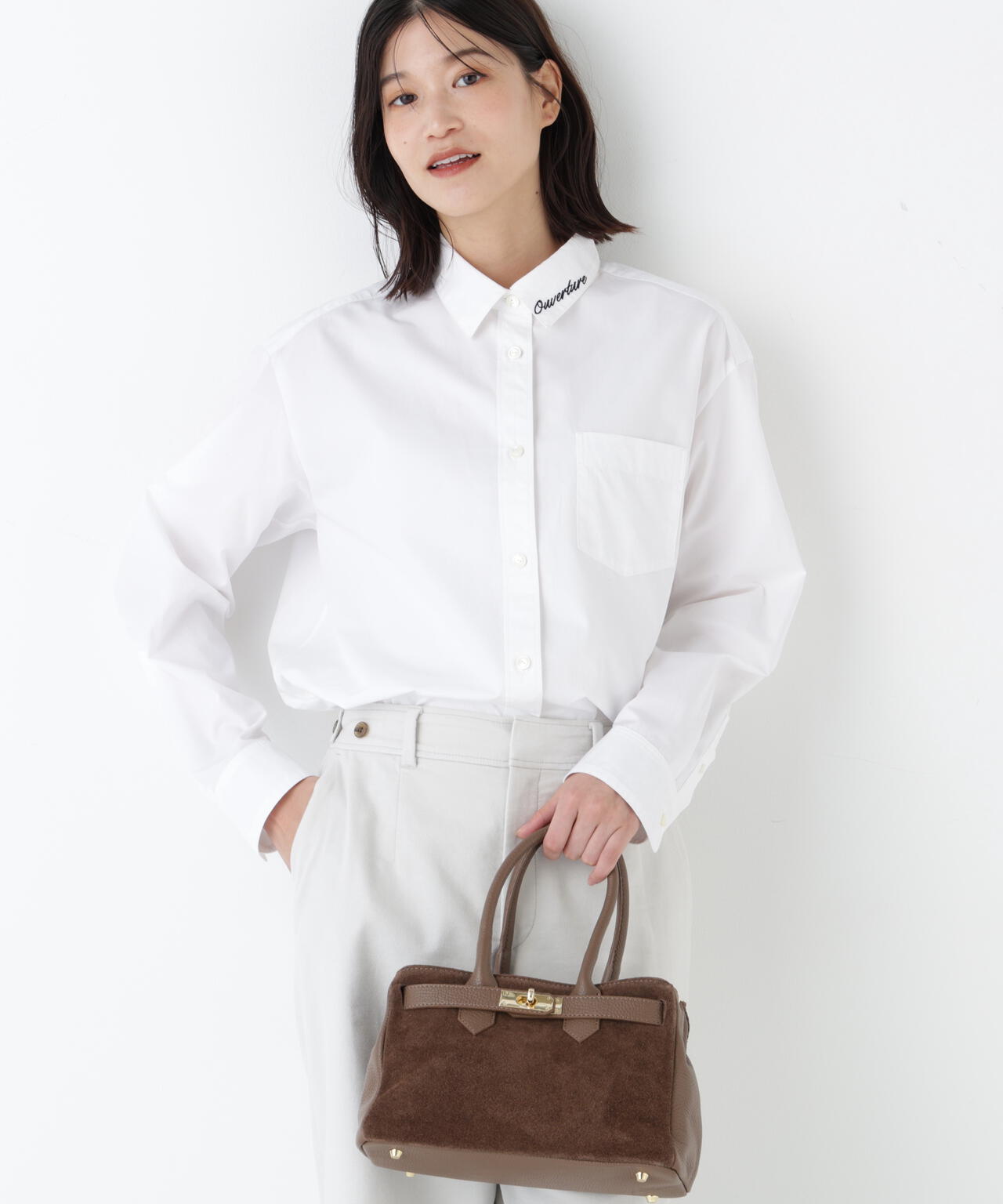 オーガニックコットン襟刺繍タイプライターブラウス | human woman