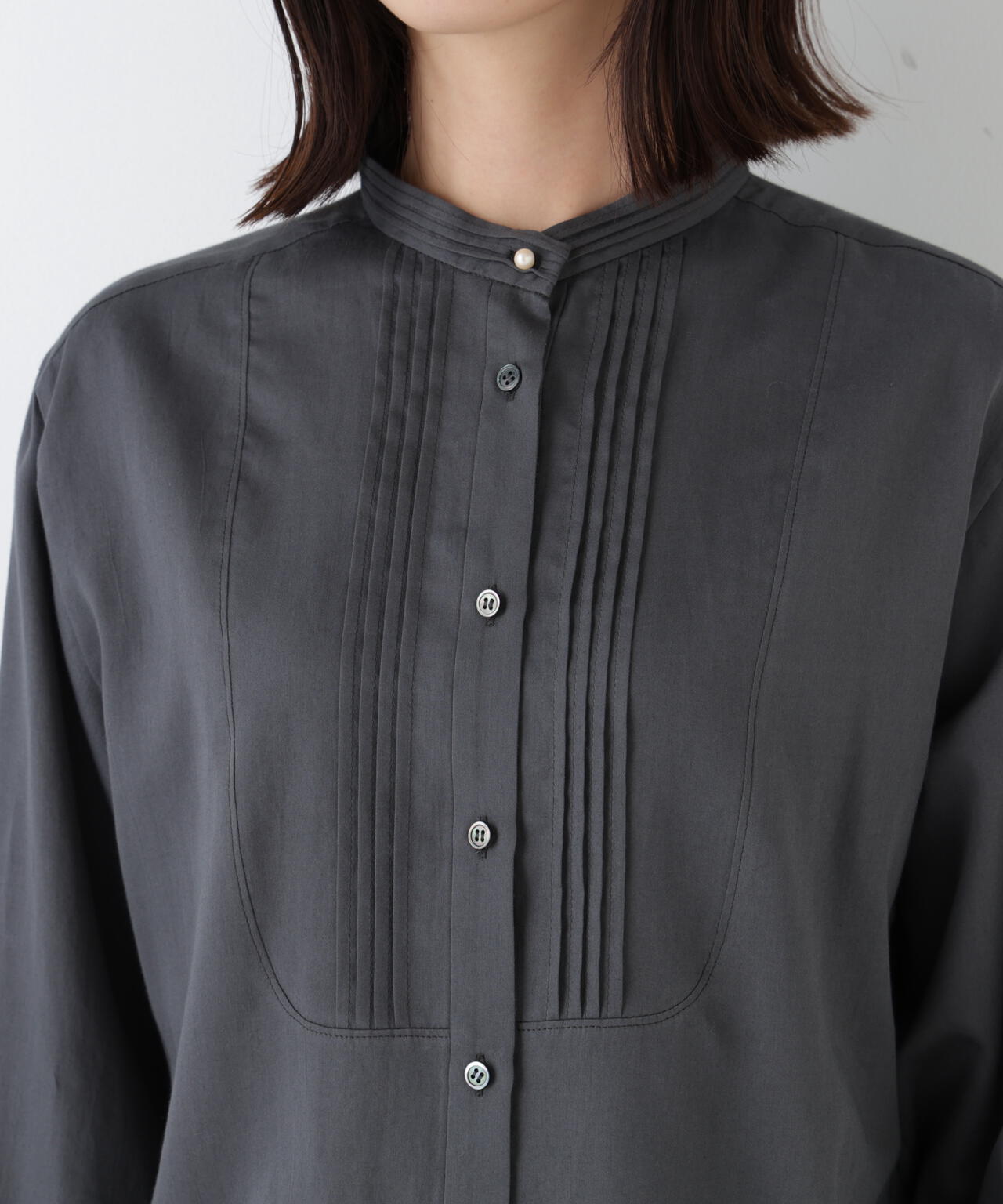 ヒューマンウーマン（human woman）/◆ピンタックバンドカラーブラウス ピンタックバンドカラーブラウス | human woman（ヒューマンウーマン