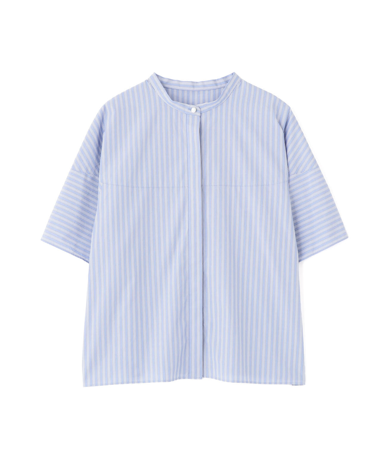 ストライプローン６分袖ブラウス