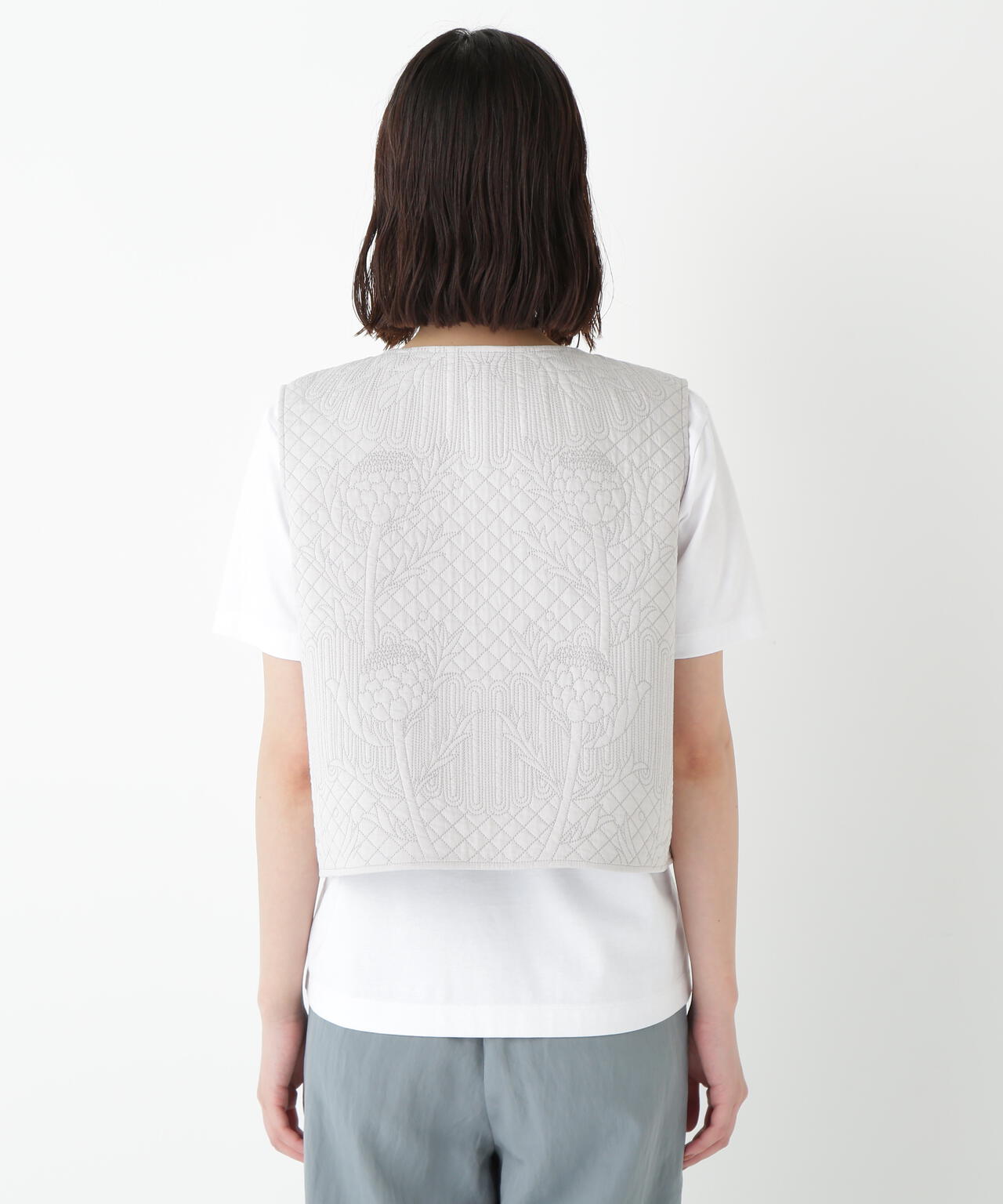 インドコットンボイルキルティングジレ