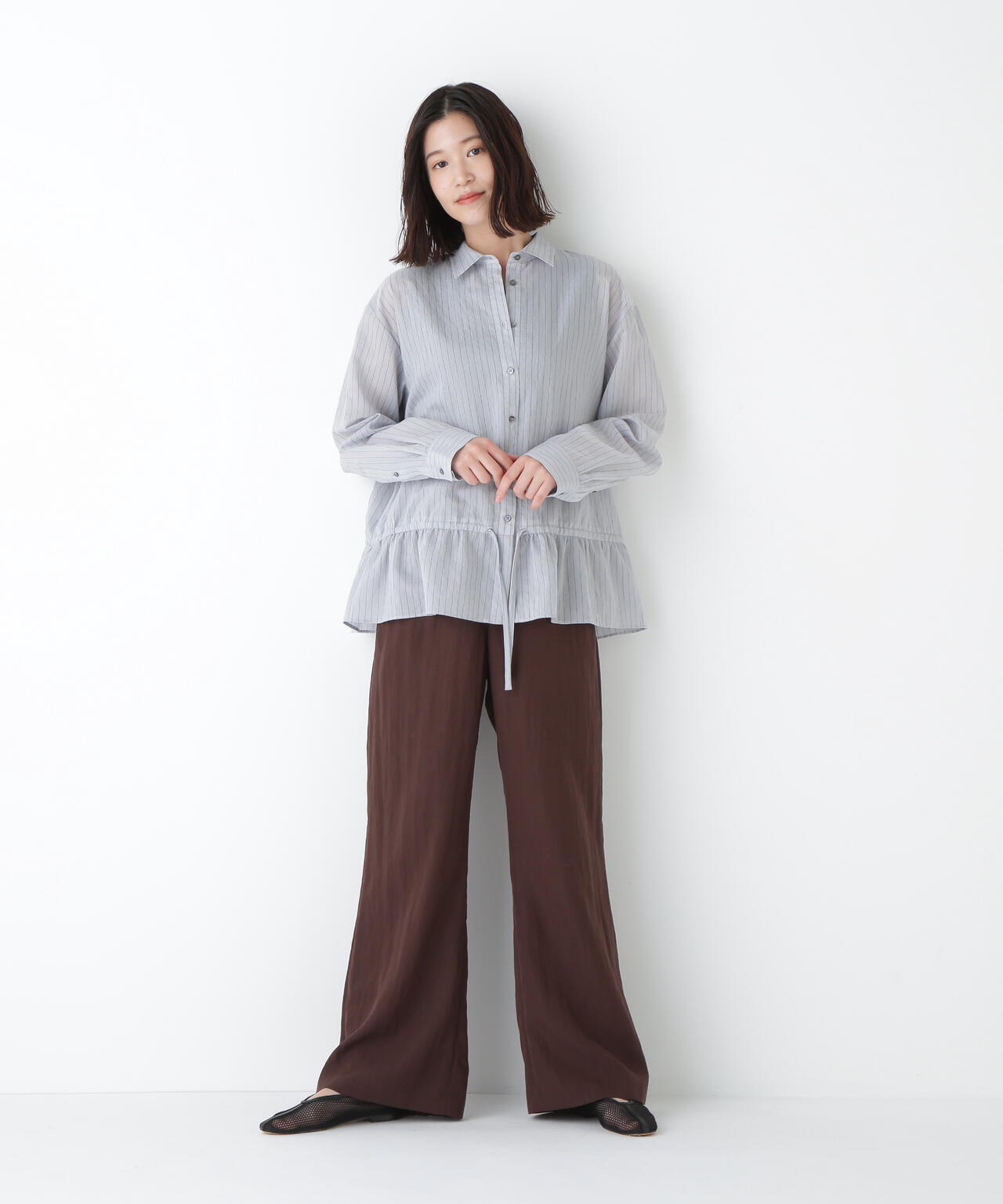 シアストライプブラウス