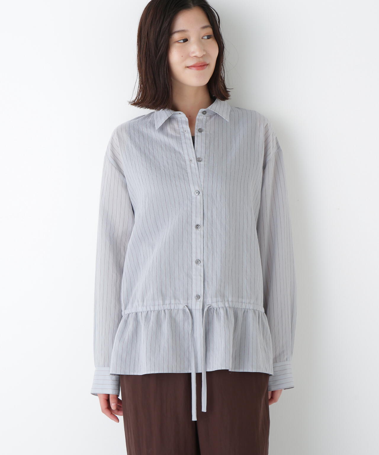 シアストライプブラウス