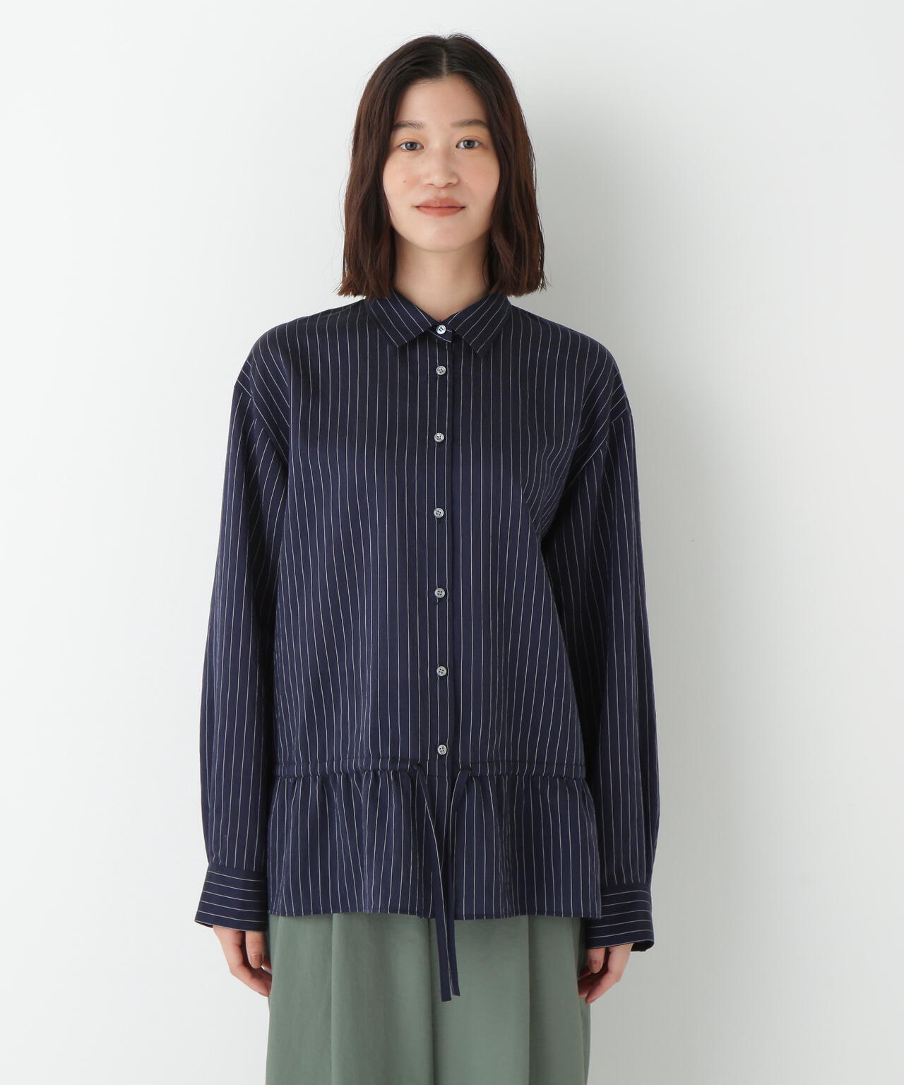 シアストライプブラウス