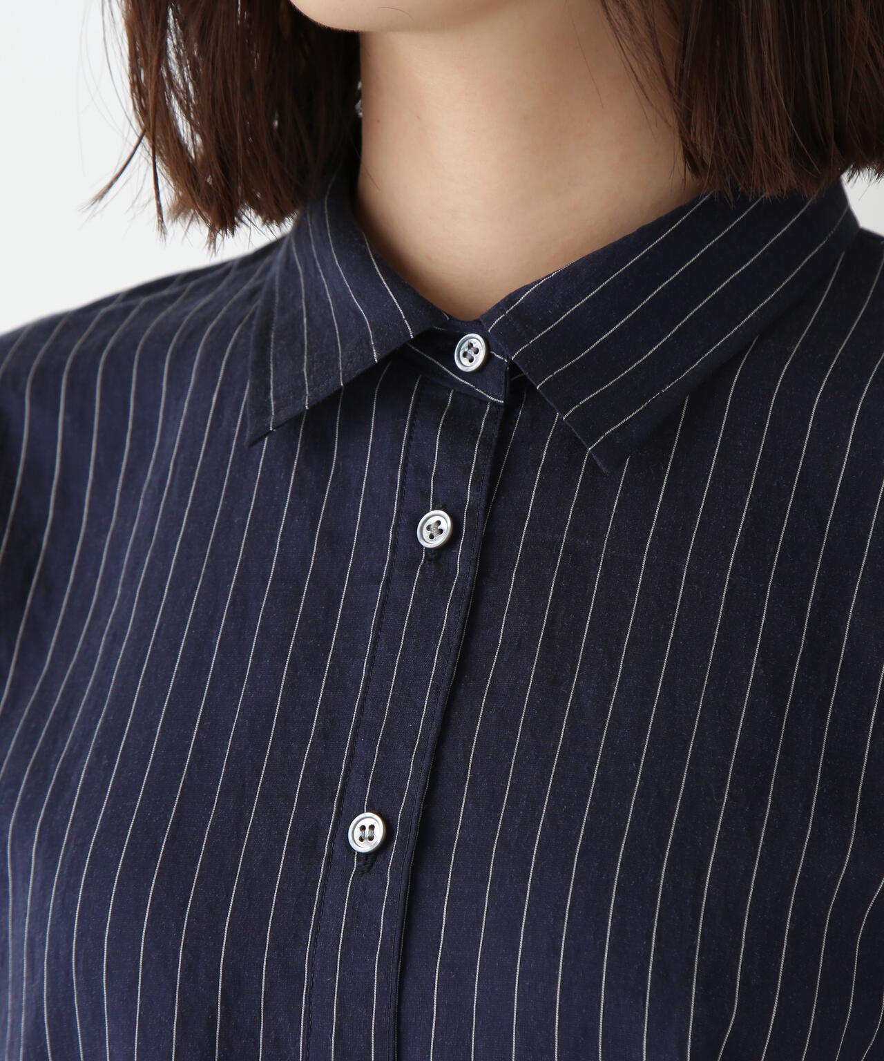 シアストライプブラウス