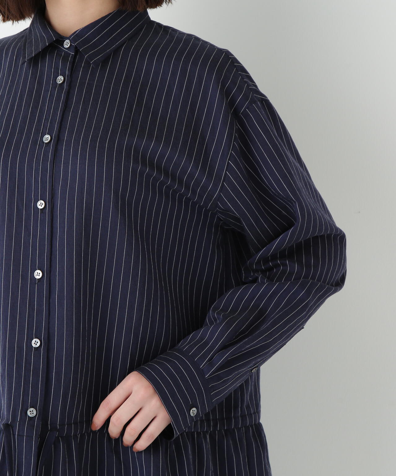 シアストライプブラウス