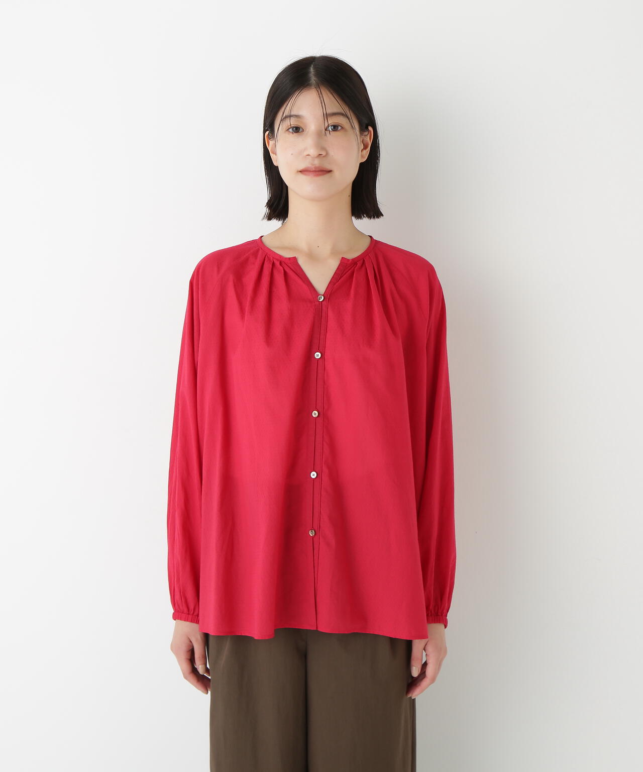 ダイヤドットギャザーブラウス