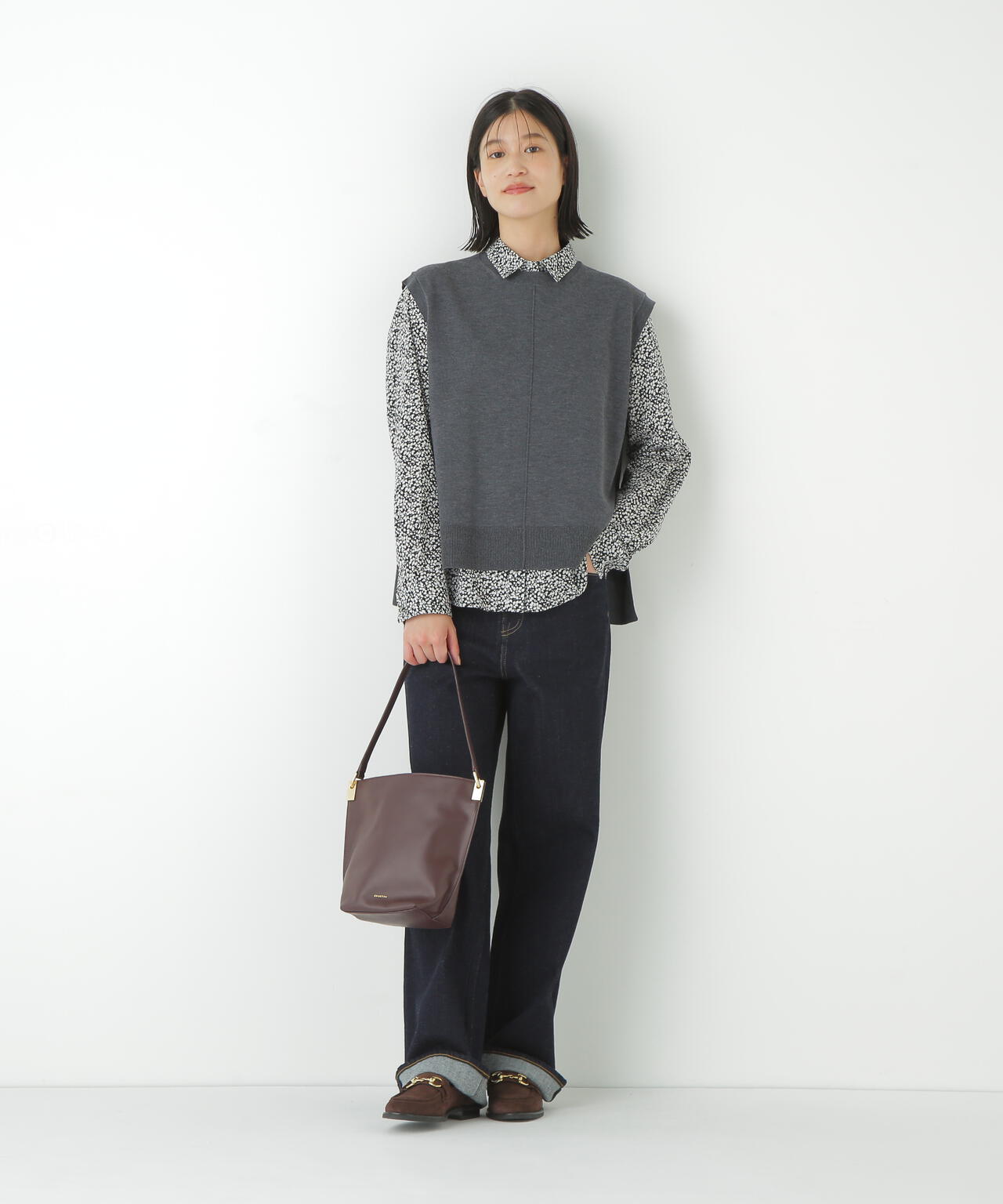 リバティプリントベーシックカラーシャツ