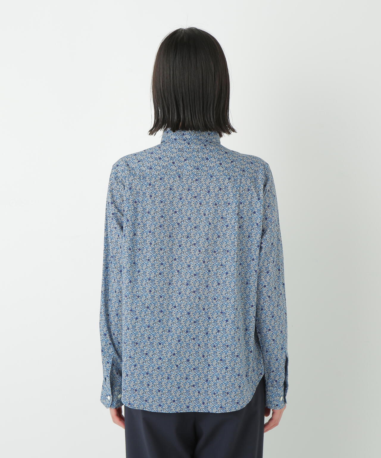 リバティプリントベーシックカラーシャツ