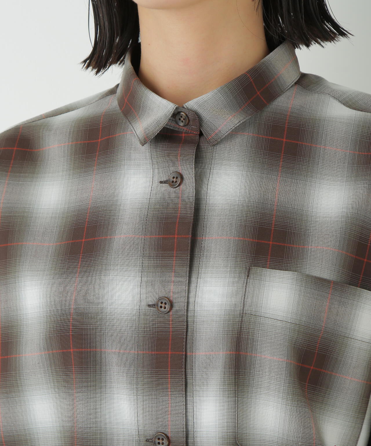 オンブレーチェックオーバーシャツ | human woman（ヒューマンウーマン