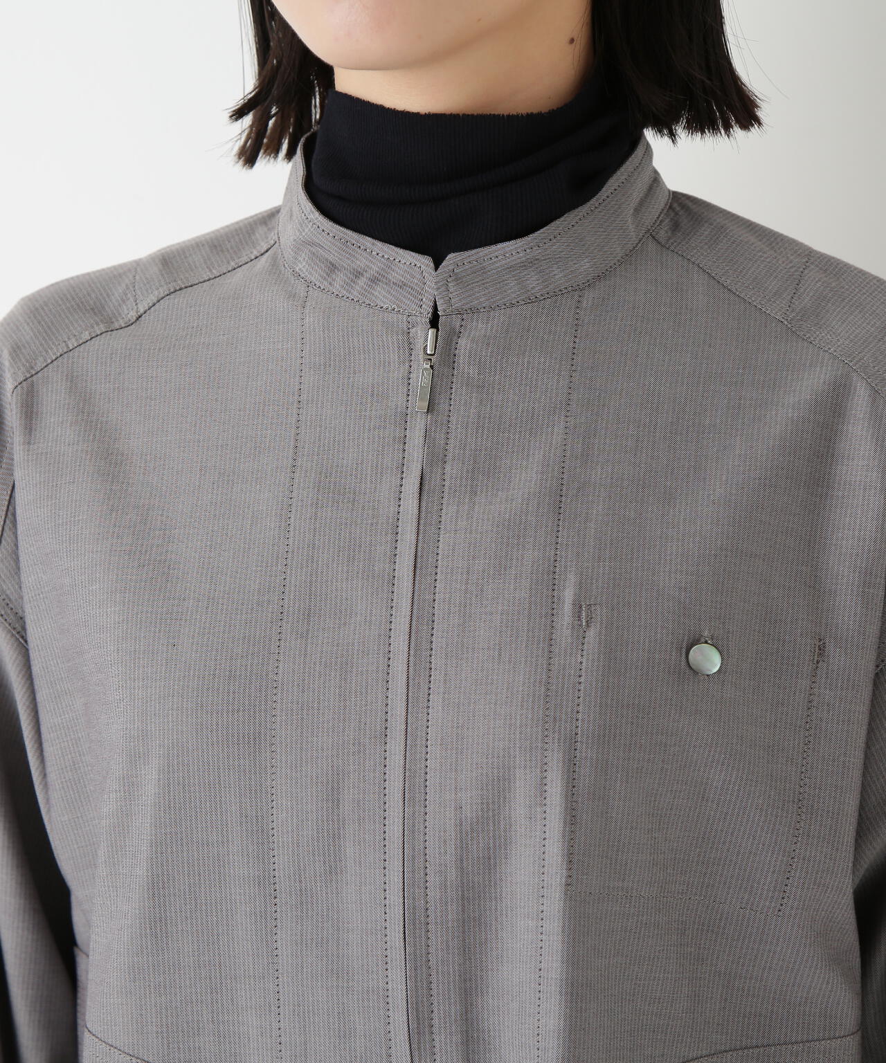 ツイルストライプジップシャツブルゾン