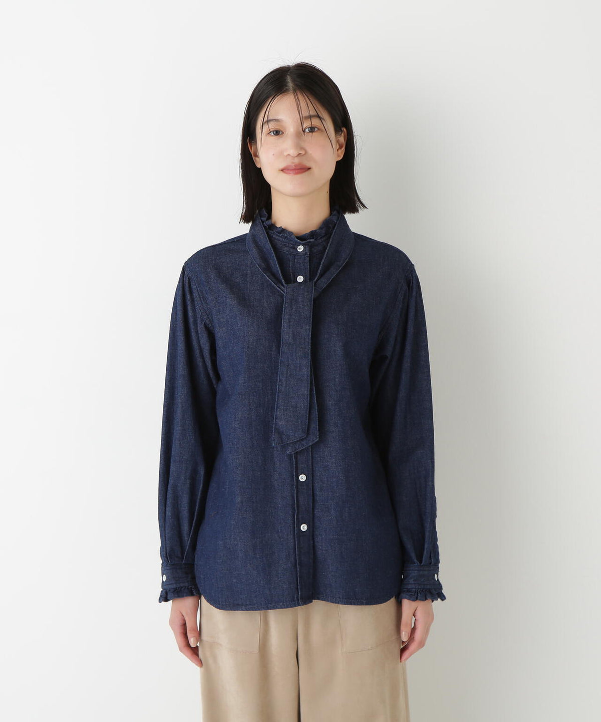 【Ｈｅａｌｔｈｙ　Ｄｅｎｉｍコラボ】デニムボウタイブラウス