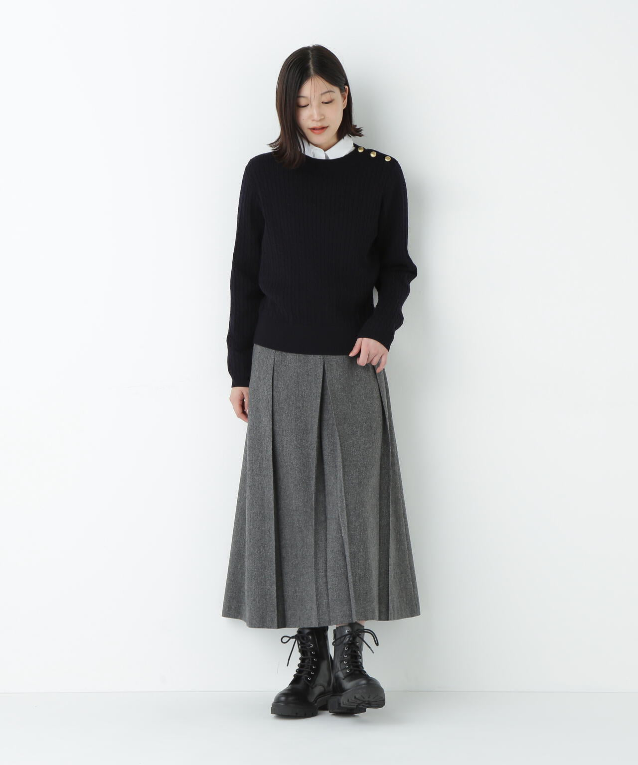 ヒューマンウーマン（human woman）/ヘリンボーンツィードタックスカート ヘリンボーンツィードタックスカート | human woman（ヒューマン